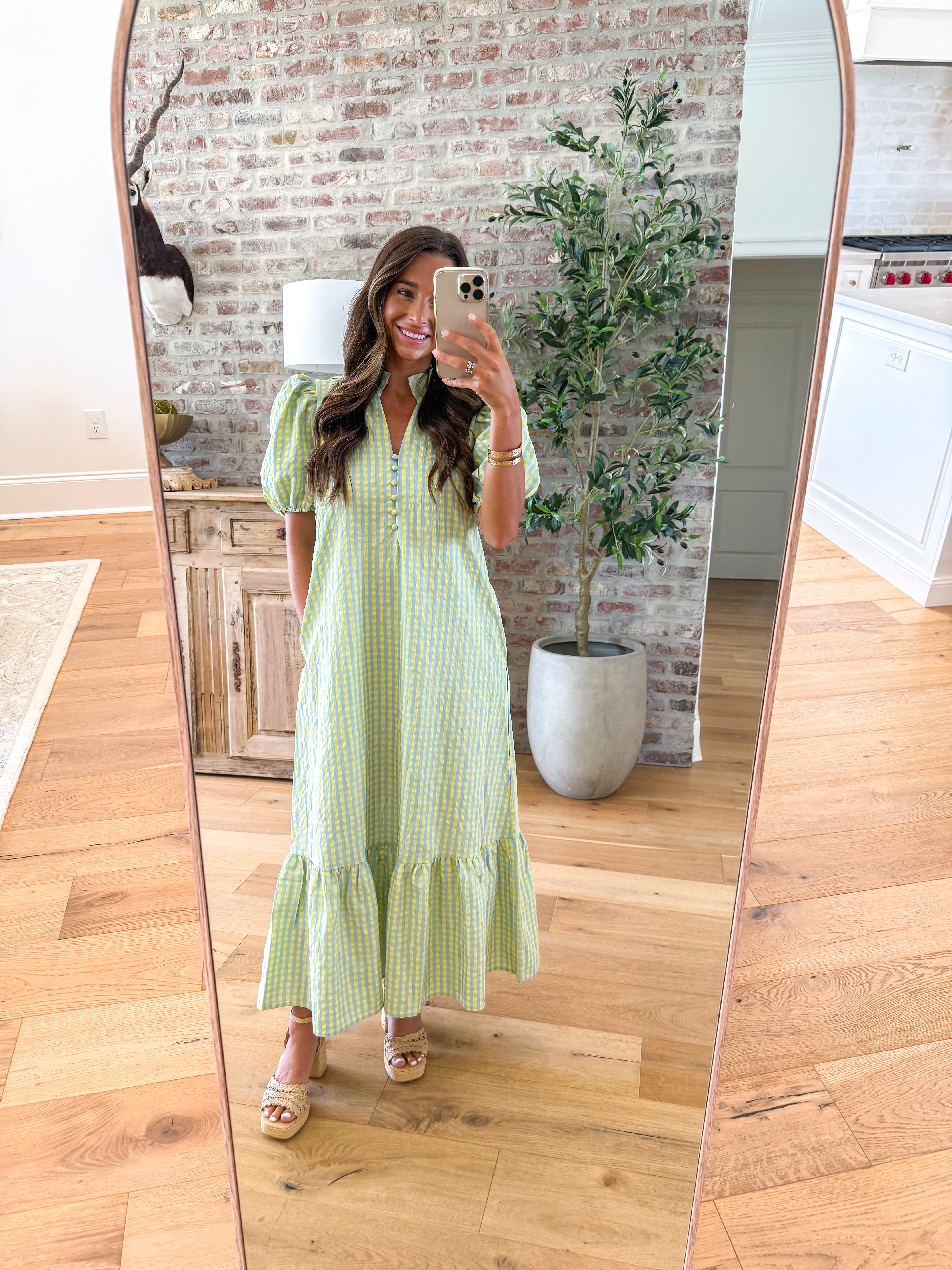 Picnic in the Park Blue Gingham Midi Dress