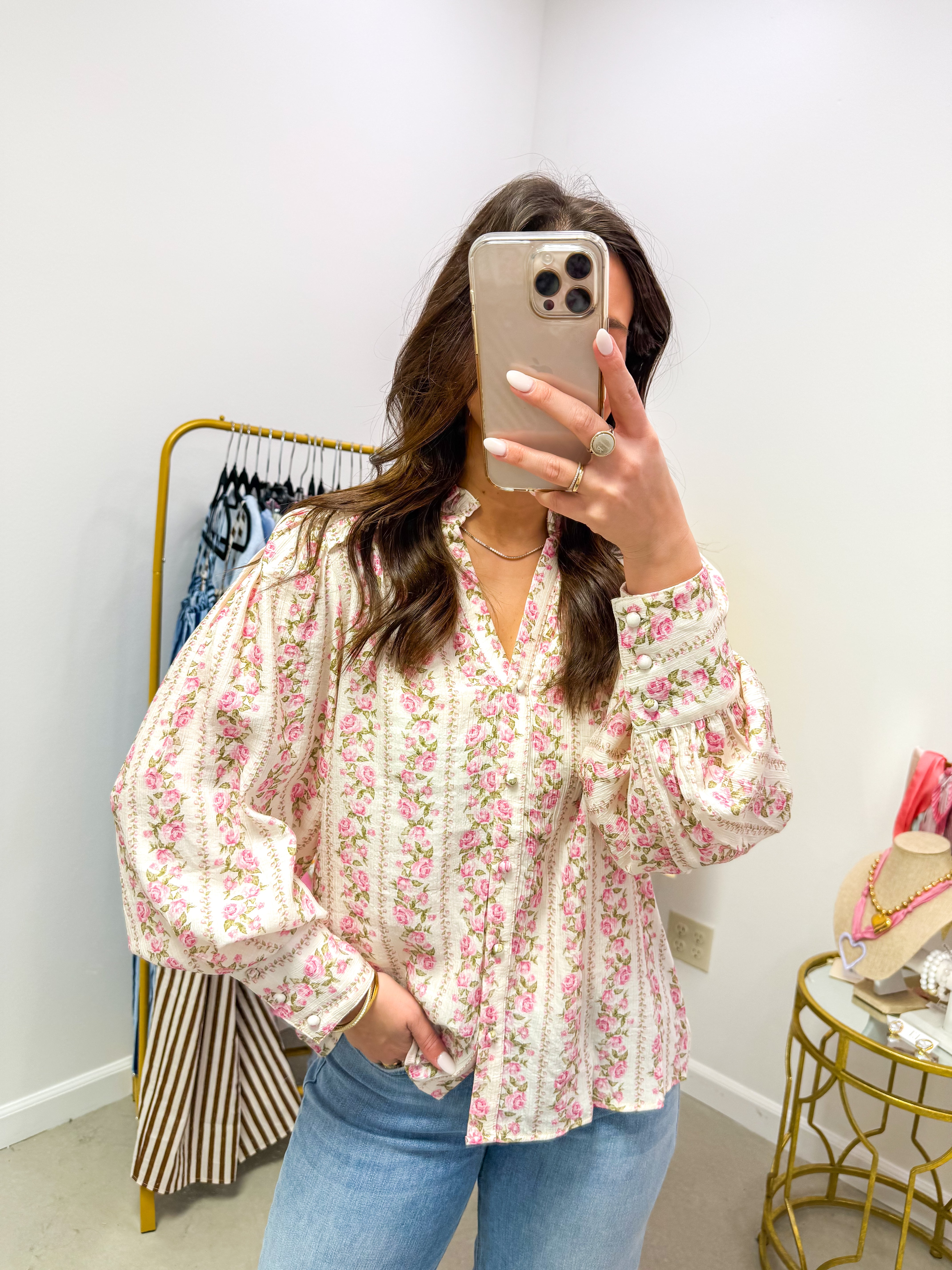 Magnolia Floral Ruffle Blouse