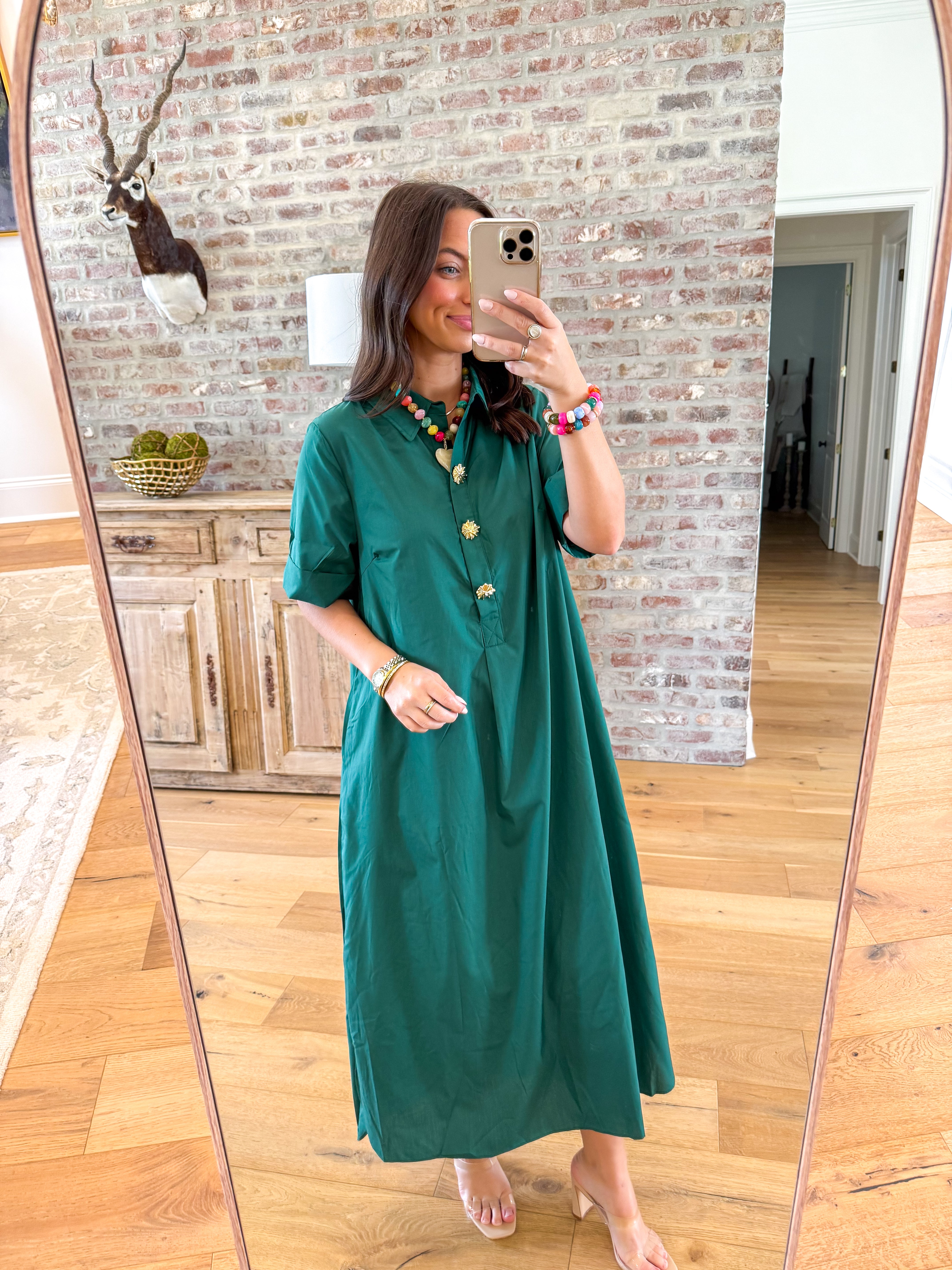The Marigold Midi Dress Hunter Green