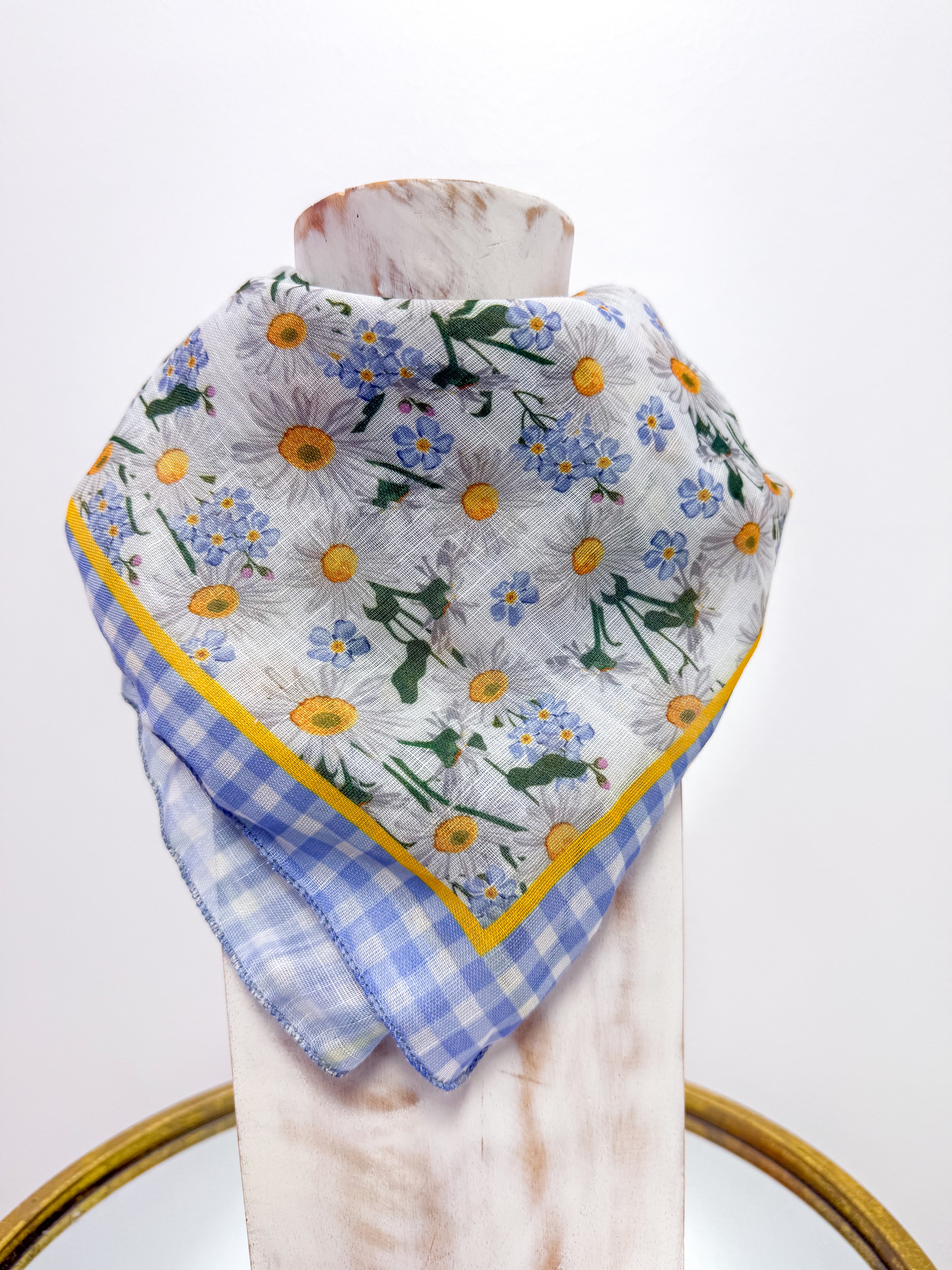 Purple Gingham Floral Scarf