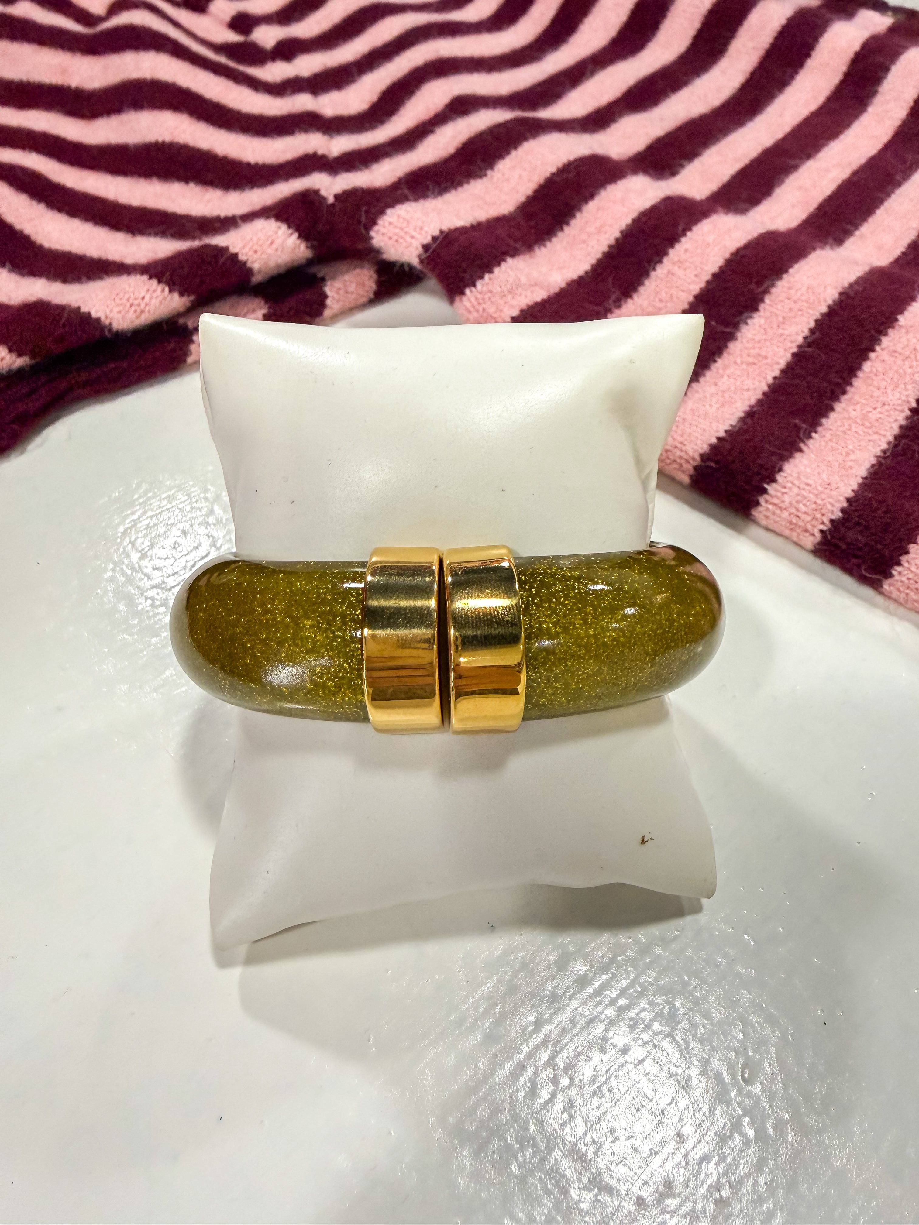 Olive Glitter Gold Bangle