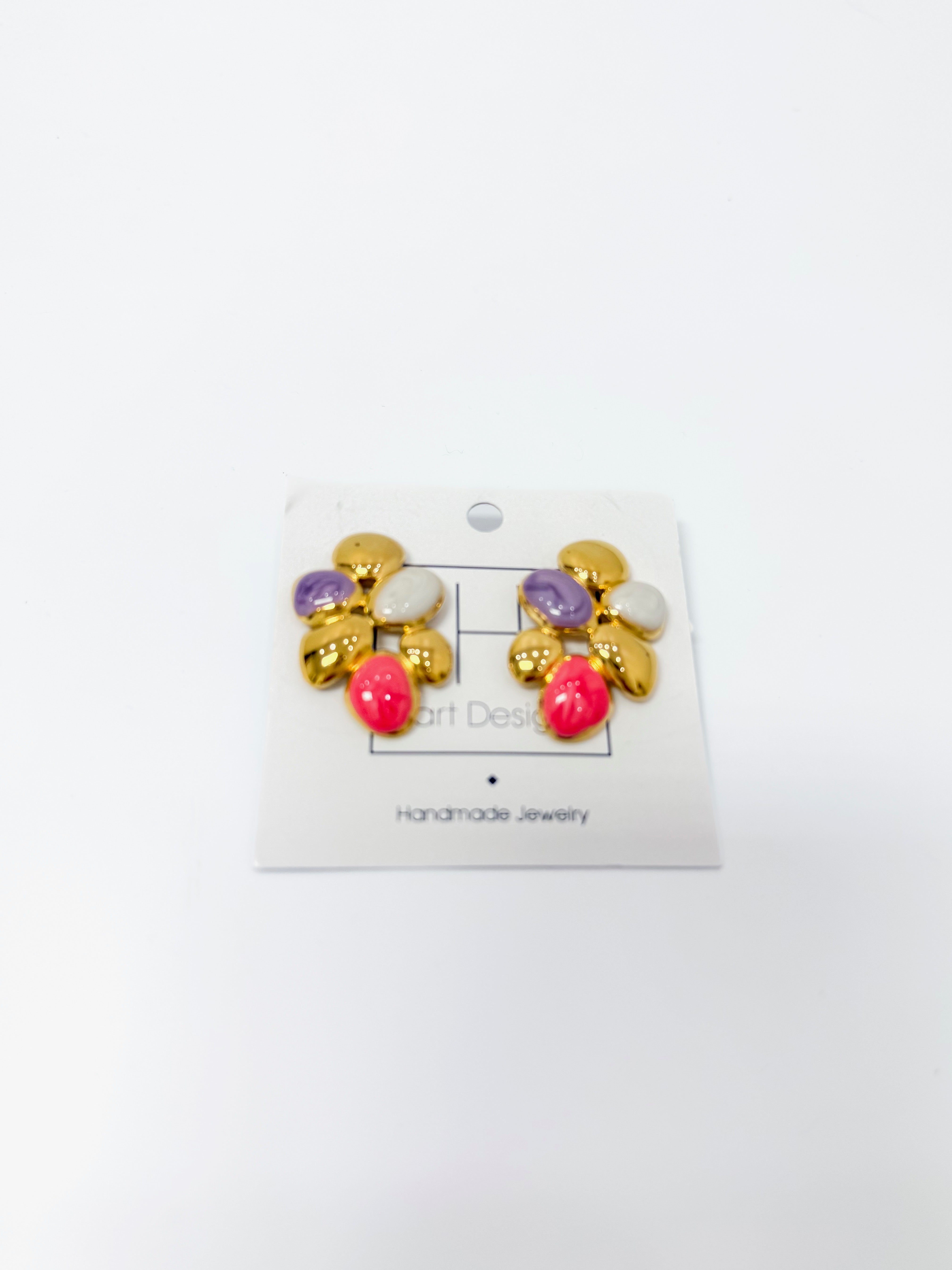 Pink & Purple Gold Studs