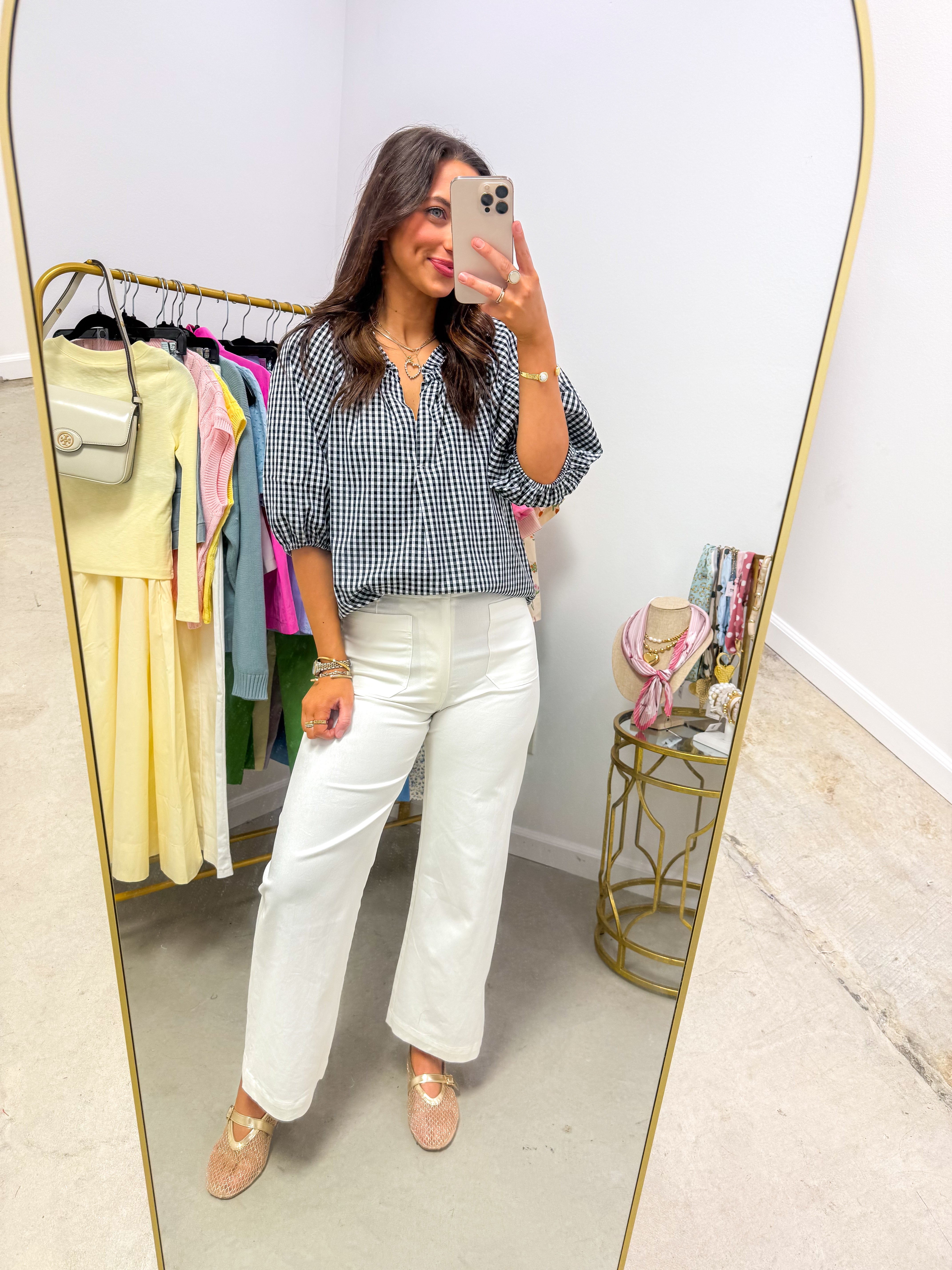 Haylee Black Gingham Puff Sleeve Shirt