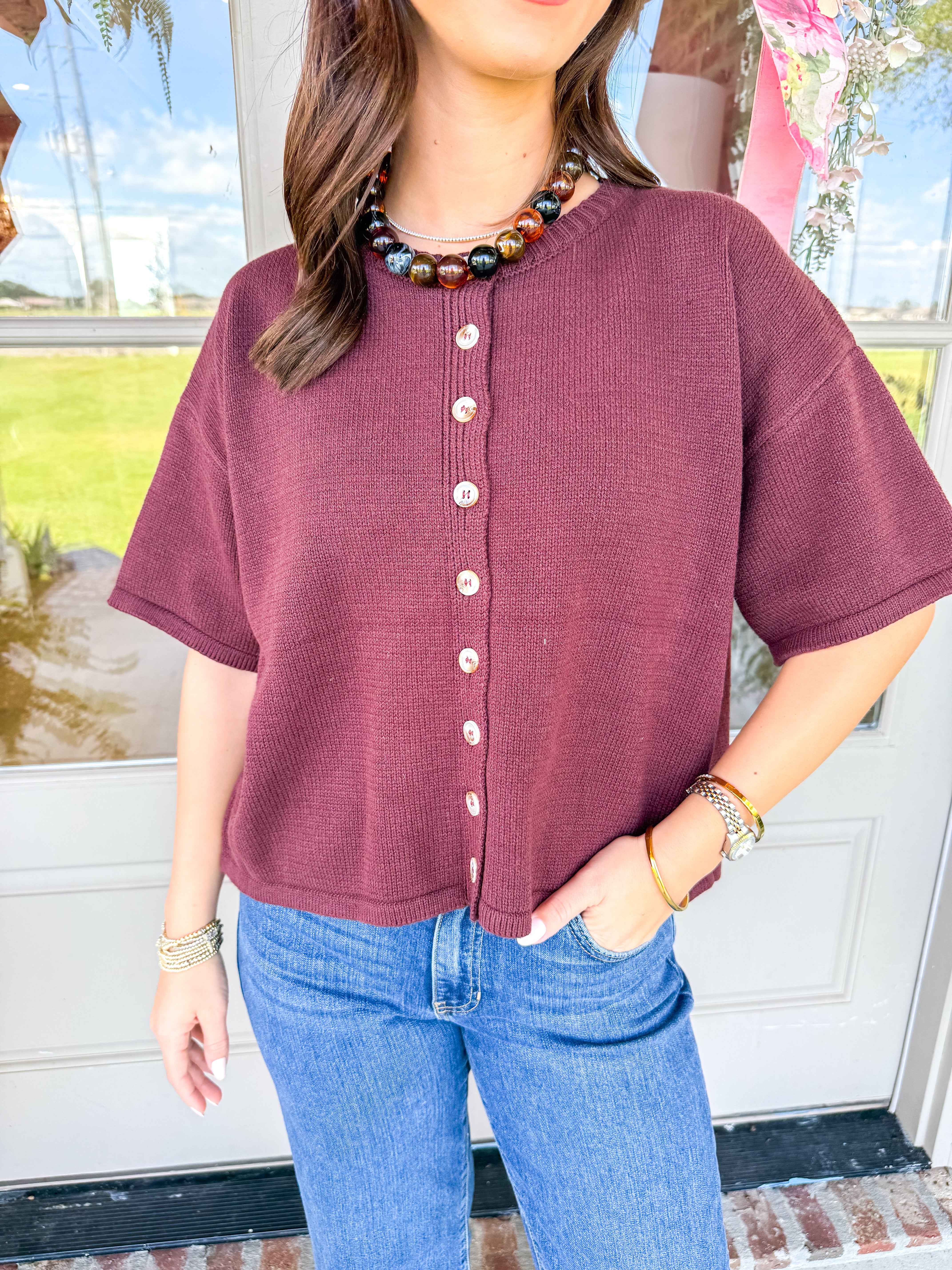The Weekend Button Knit Espresso