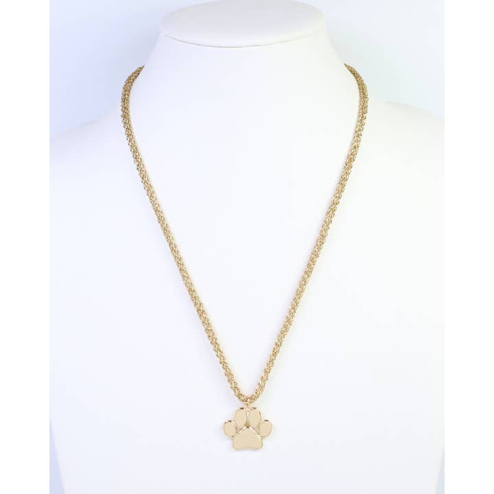 Corie Cord Necklace Paw Print Gold