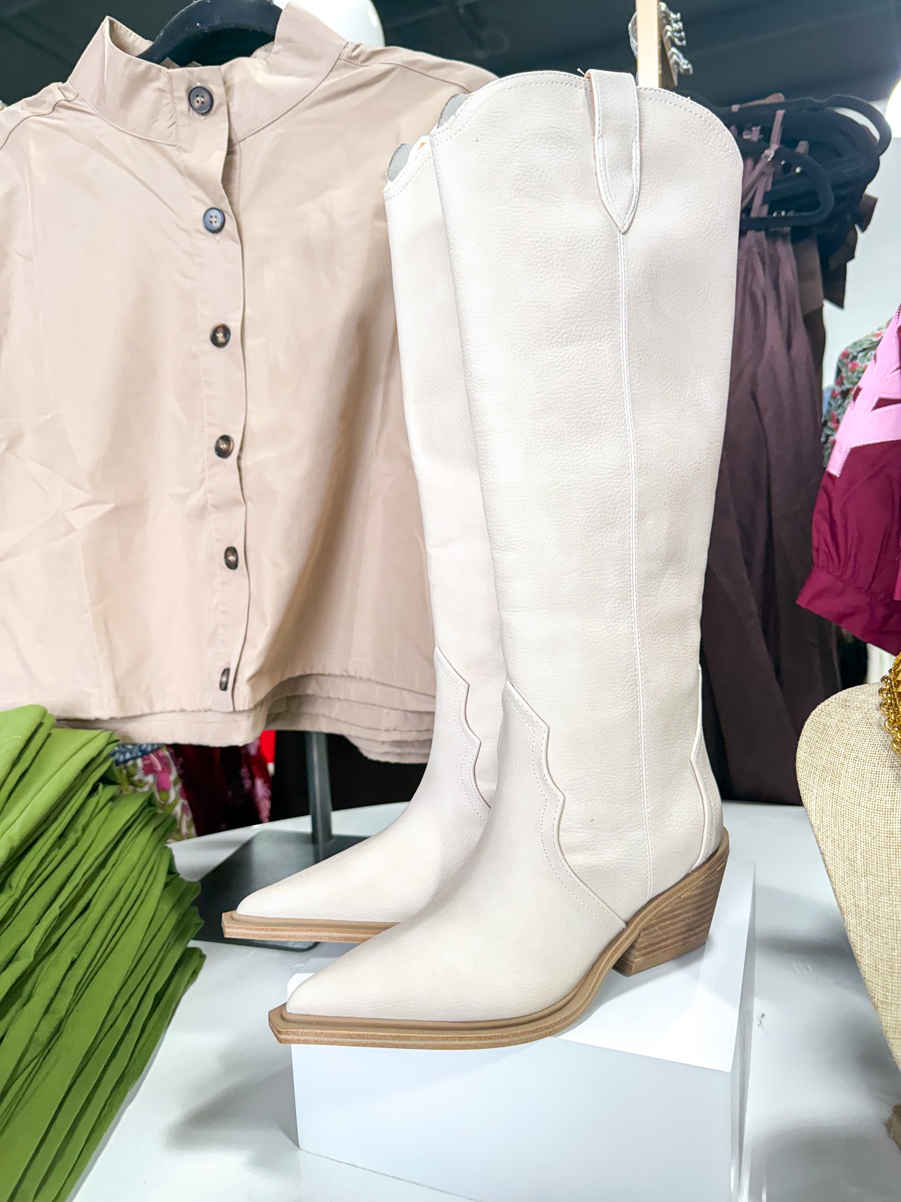 Greva Tall Western Boot Ivory