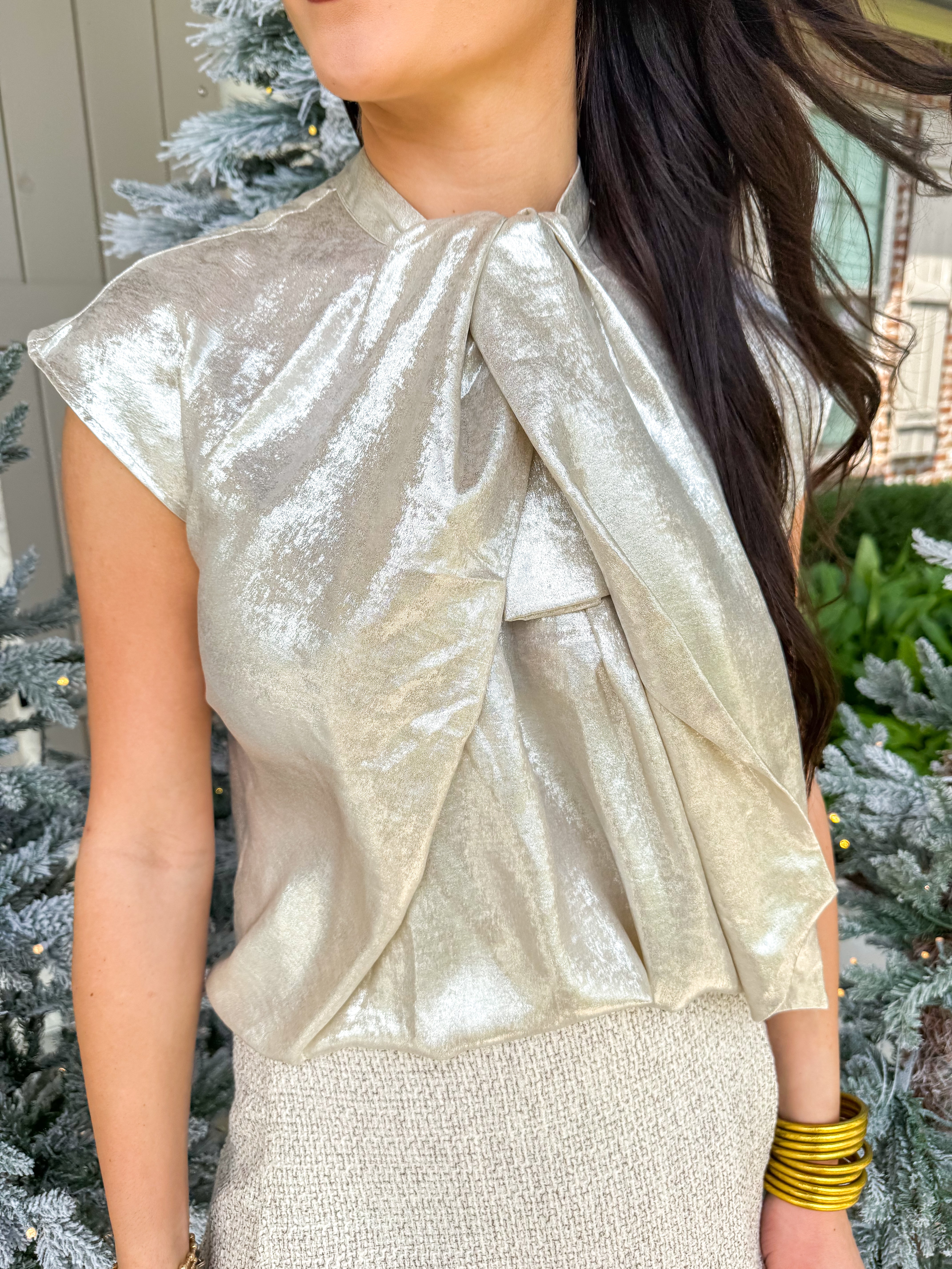 The Champagne Hour Bow Blouse