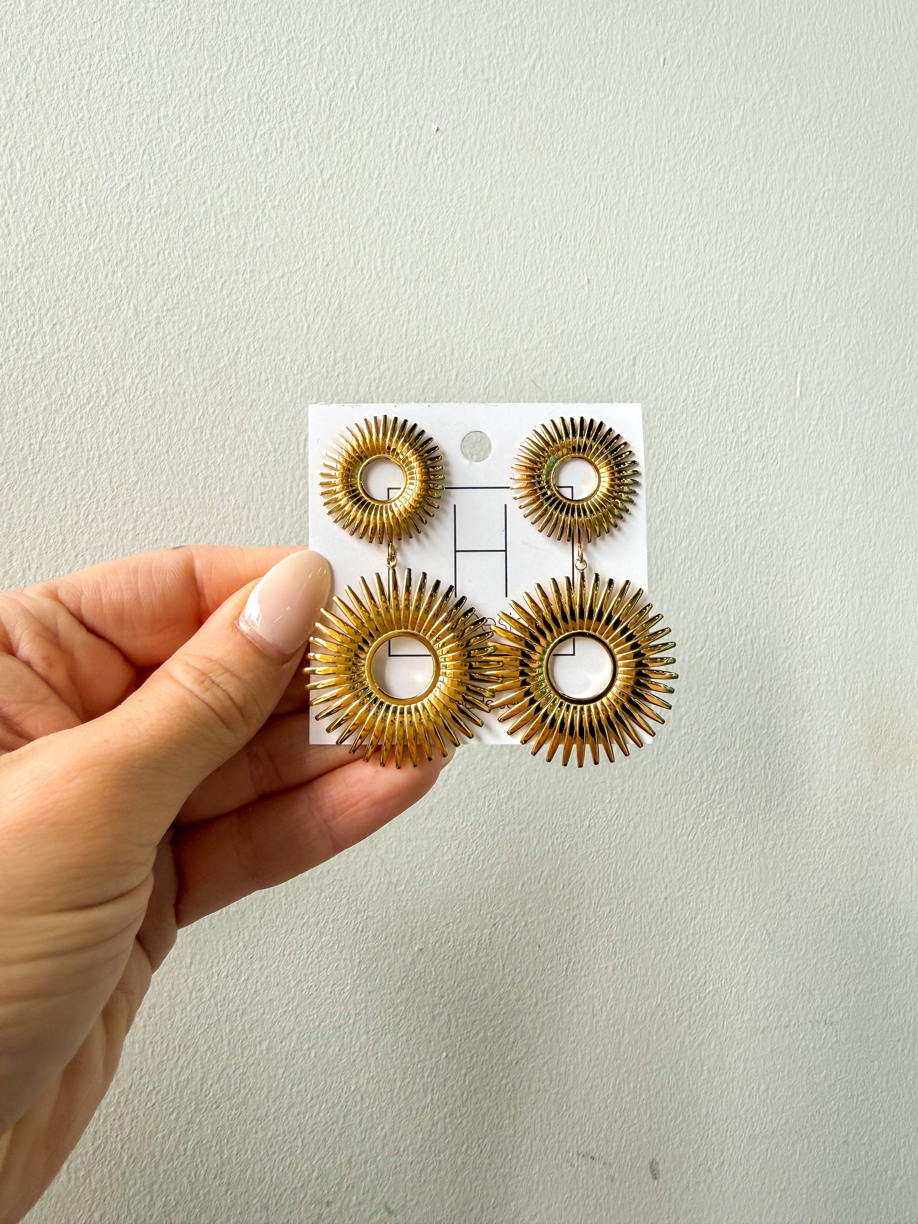 Starburst Double Gold Earrings