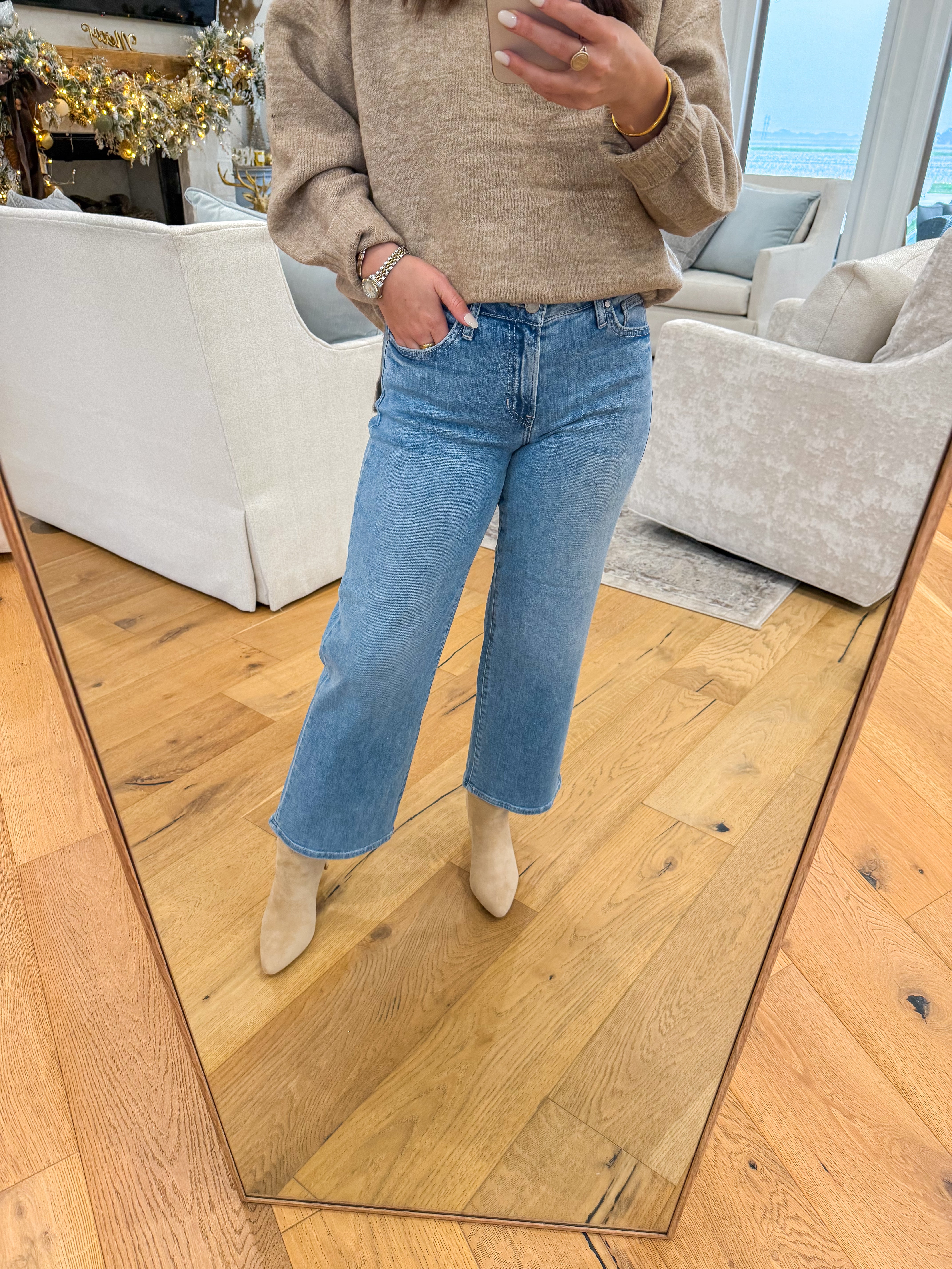 Light Wash Petite Slim Wide Leg