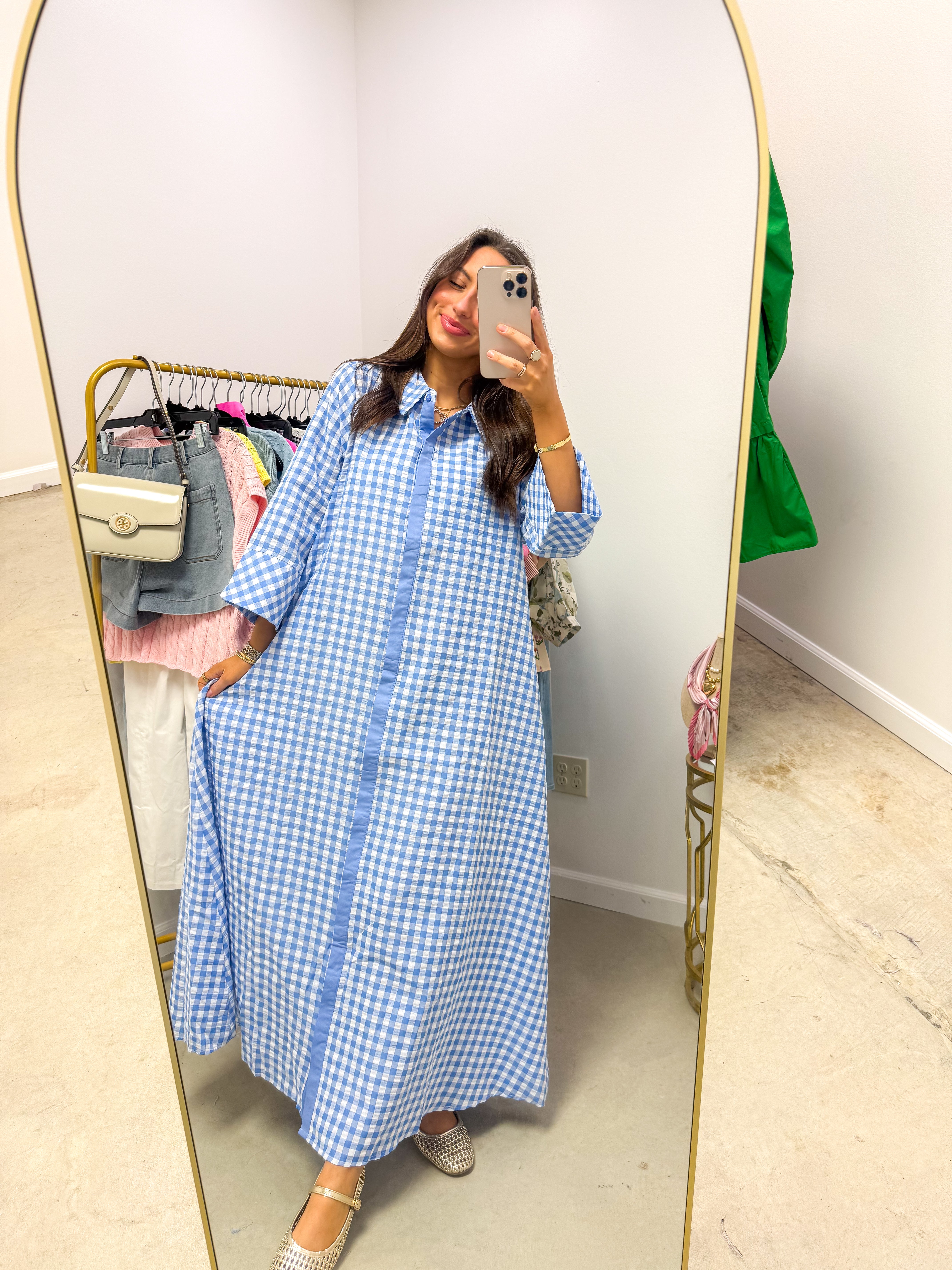 Stripes & Smiles Blue Midi Dress