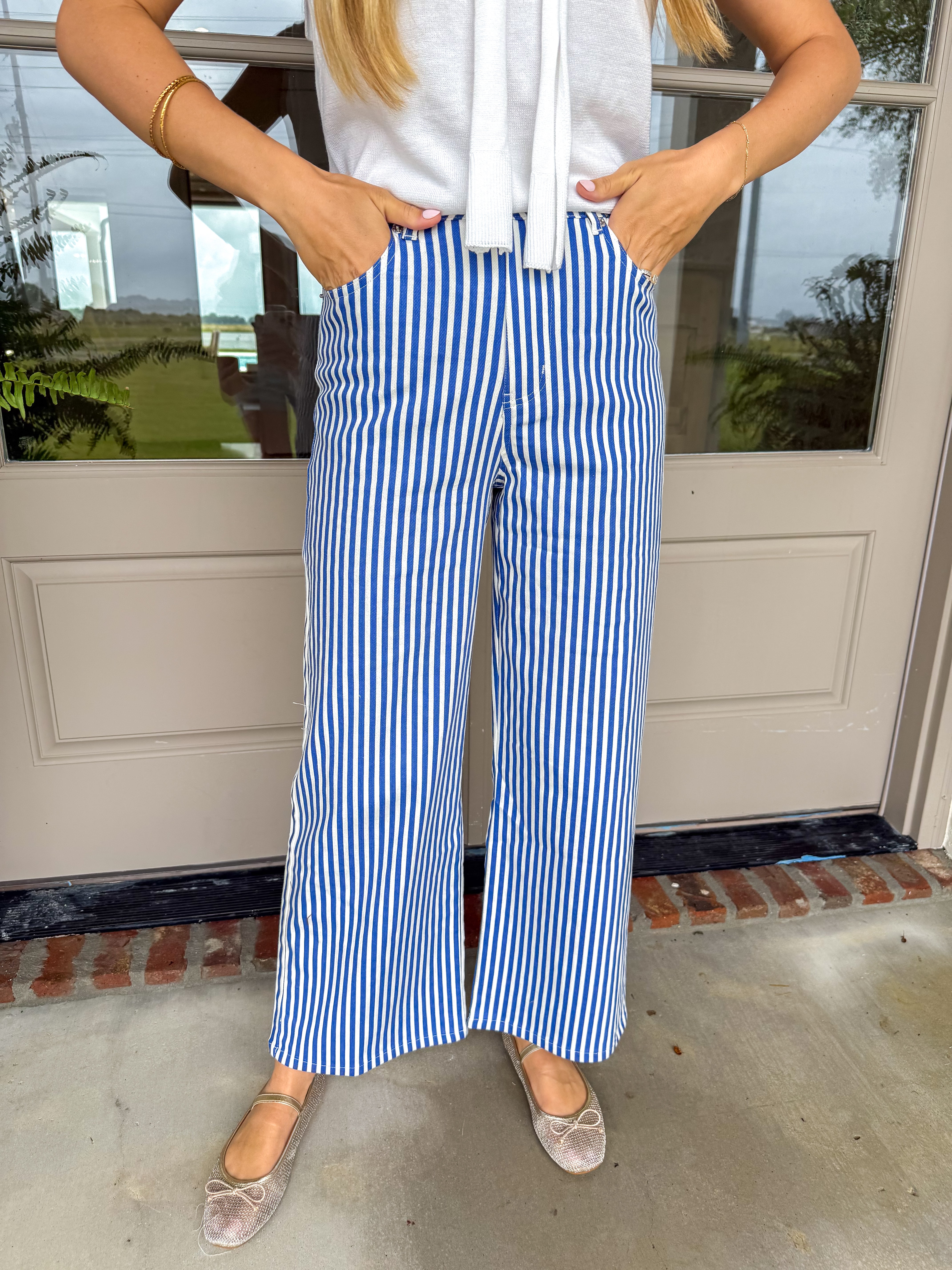 Line & Vine Striped Denim Jeans