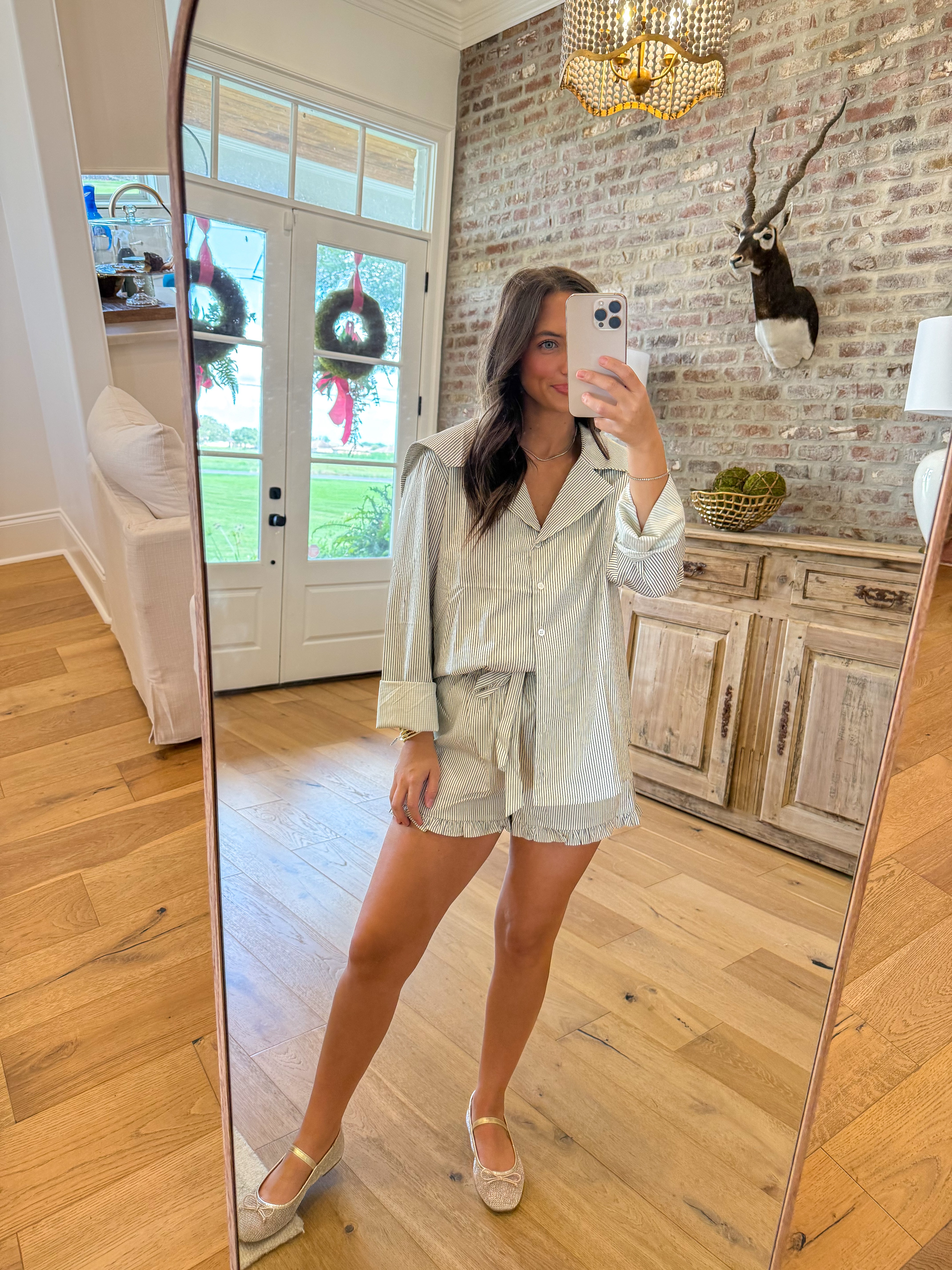 Maggie Cream Striped Set