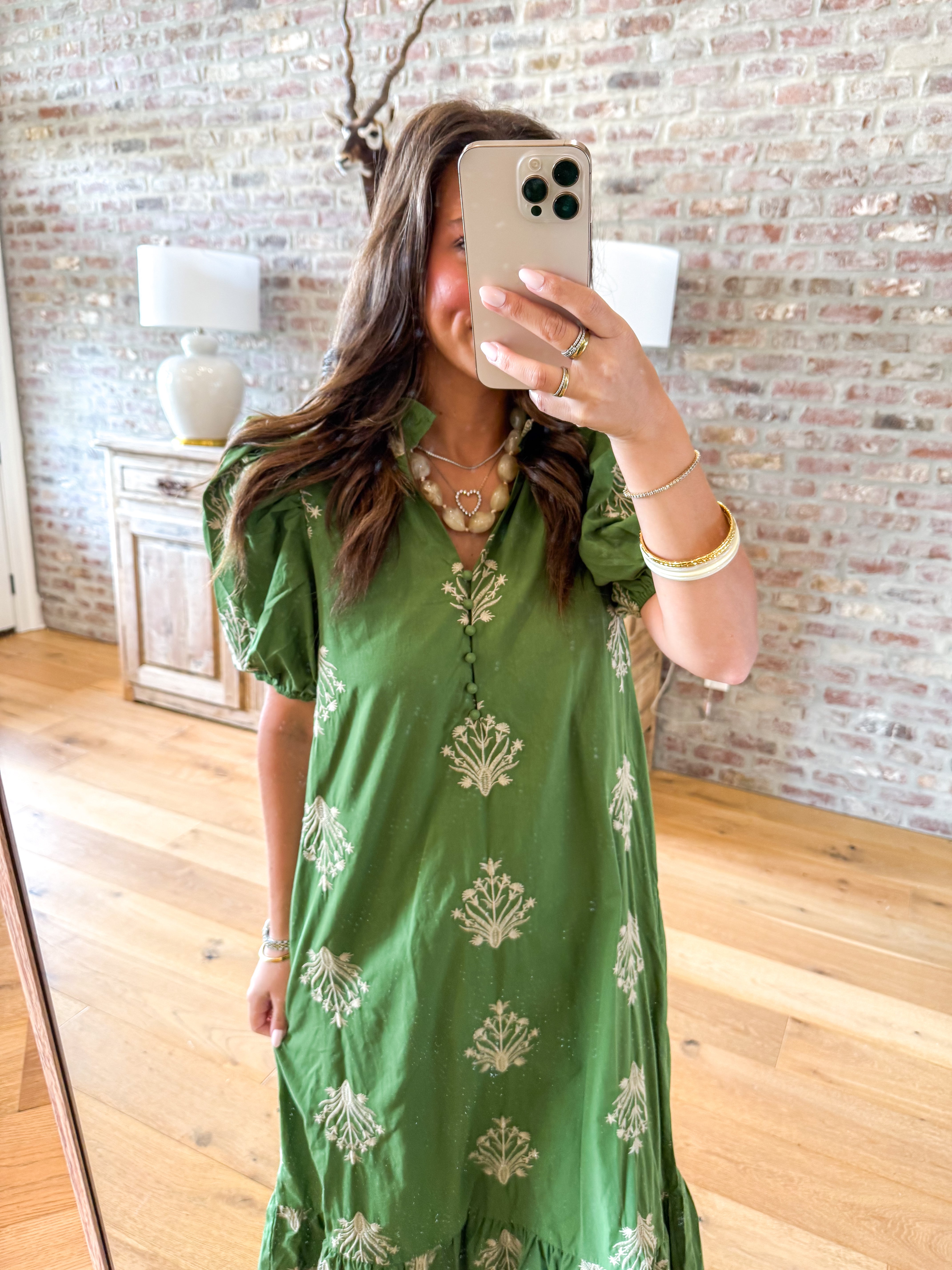 The Wildflower Embroidered Midi Olive