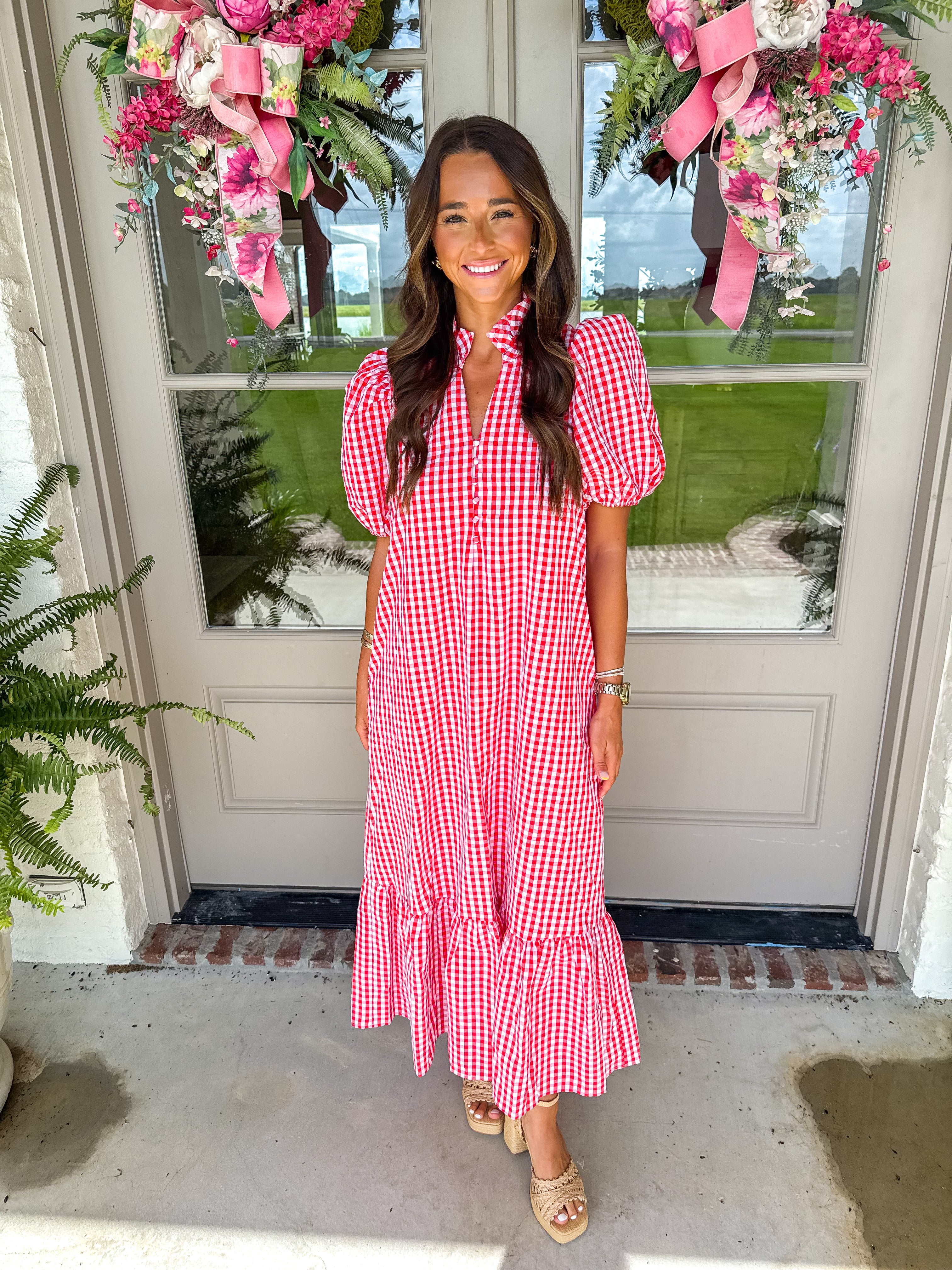 Picnic in the Park Red Gingham Midi Dress