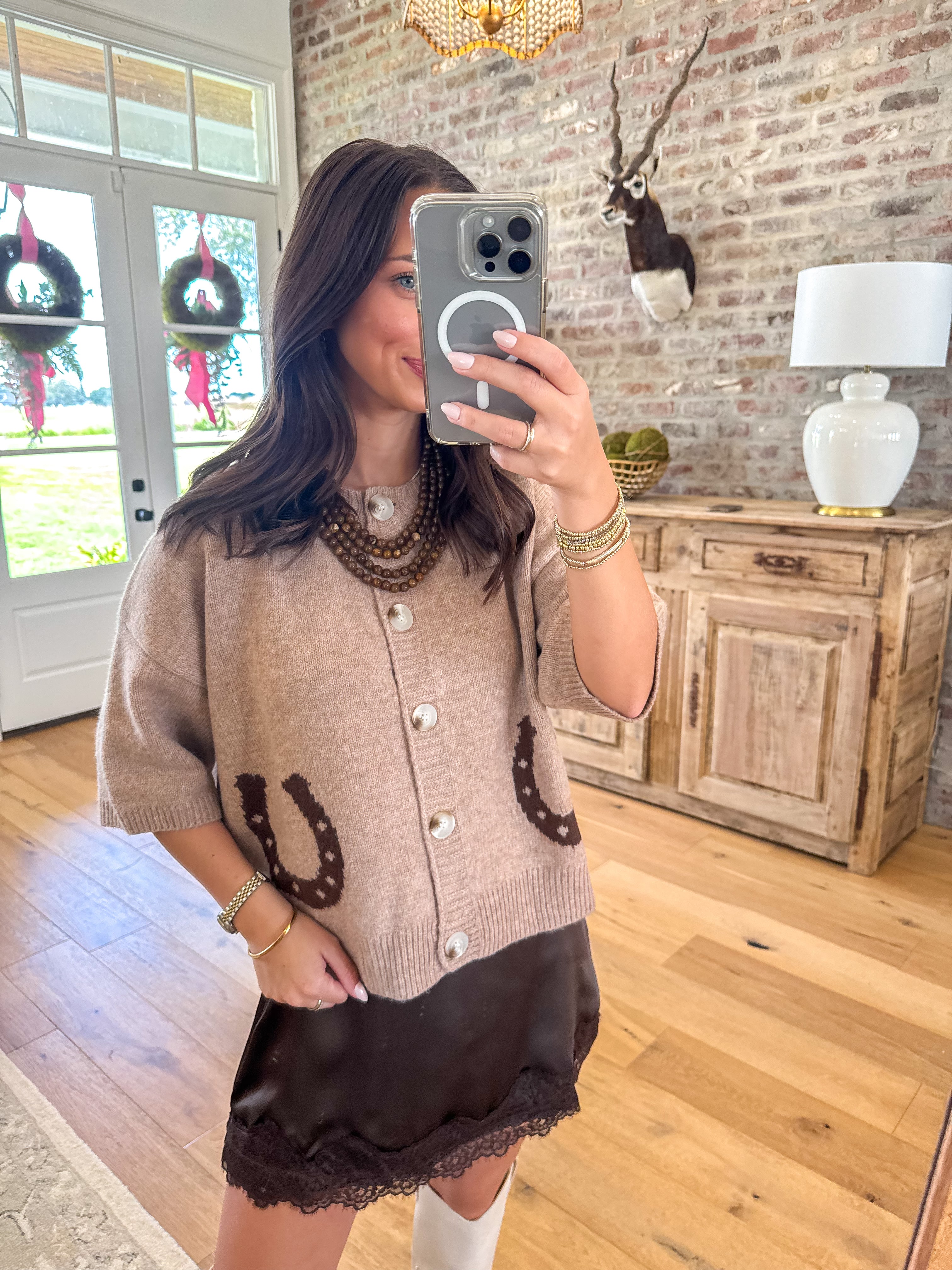 Horseshoe Charm Knit Cardigan