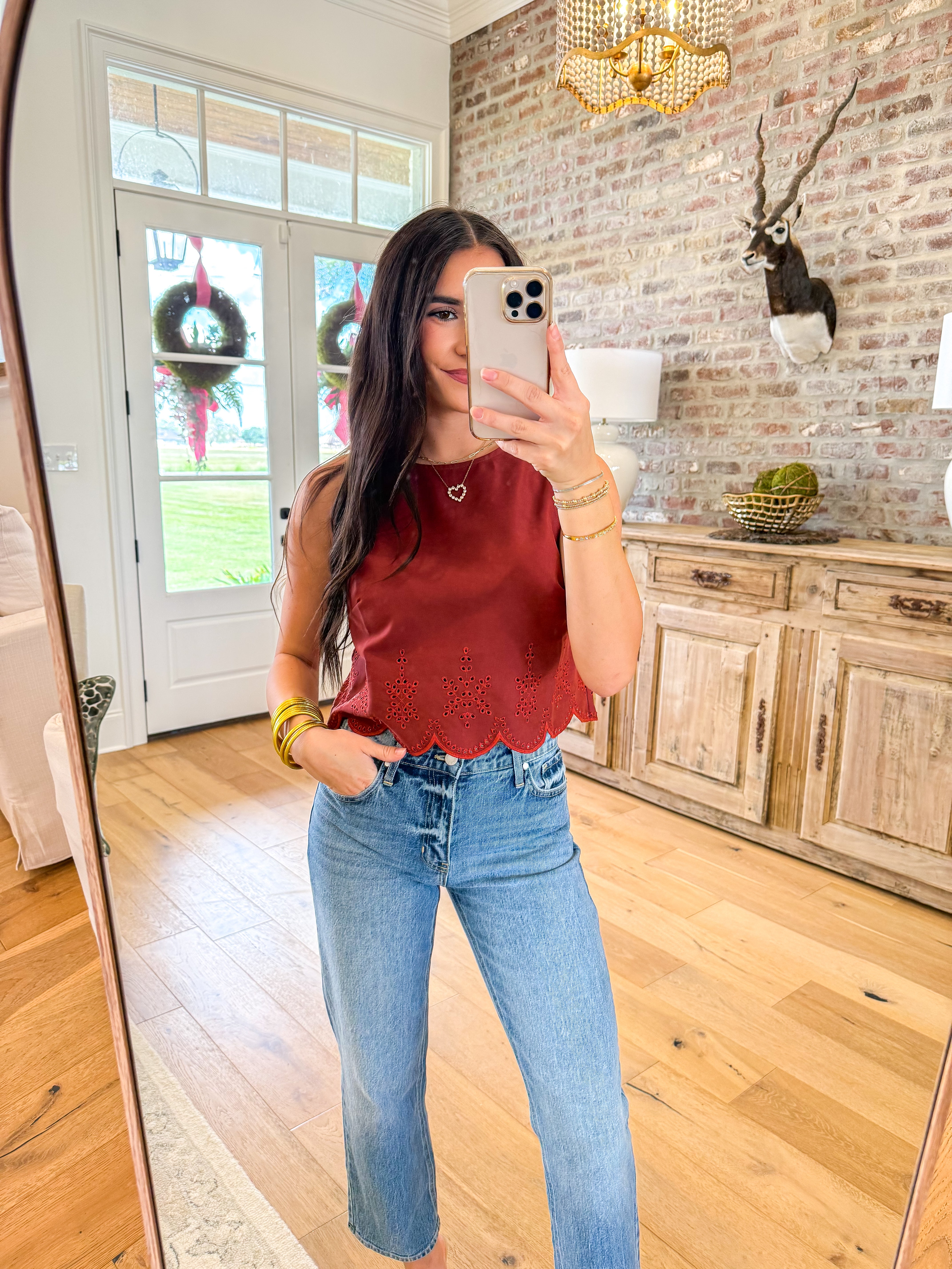 Tea Garden Scallop Hem Top