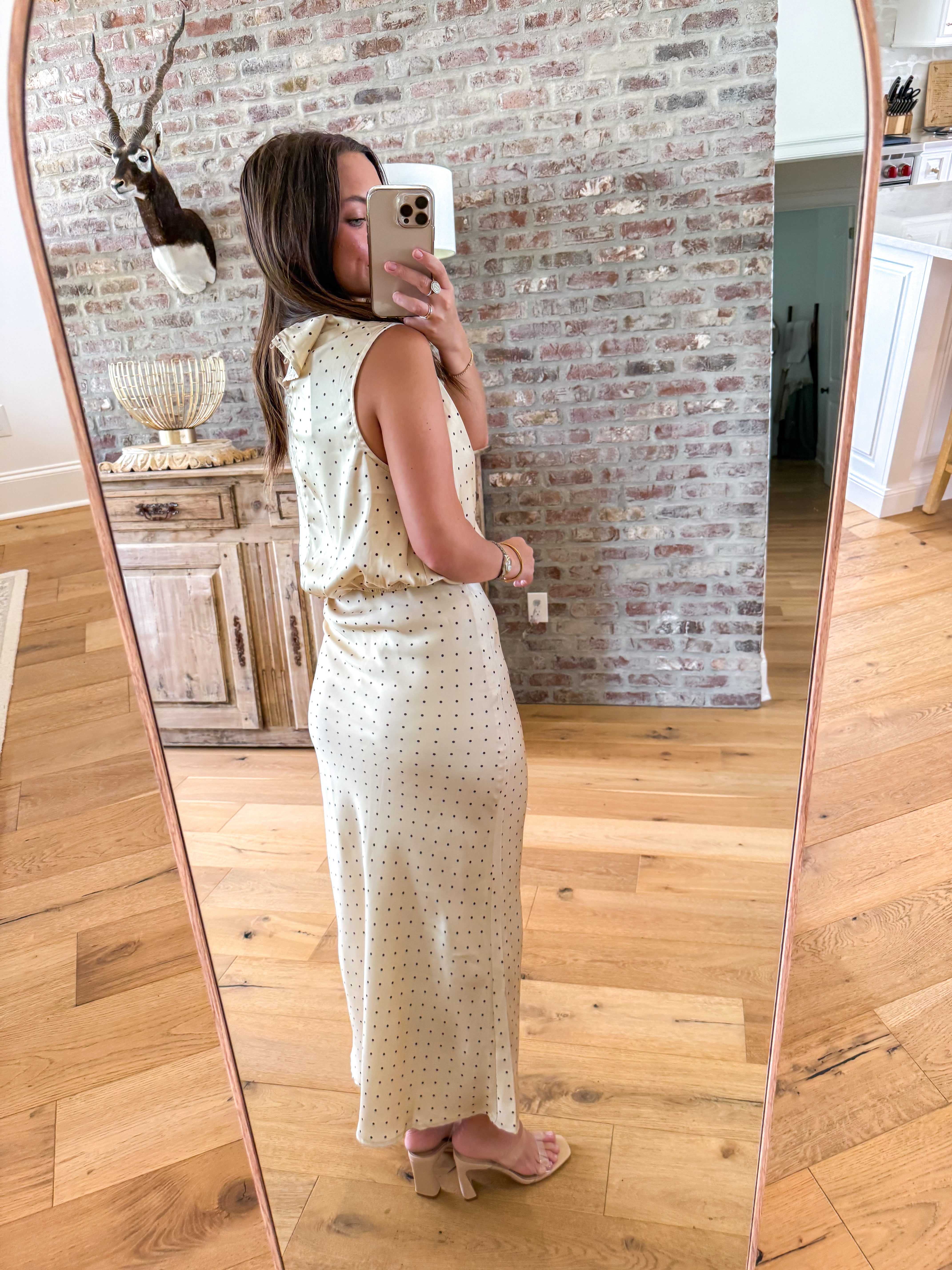 Dotted Darling High Neck Top Taupe