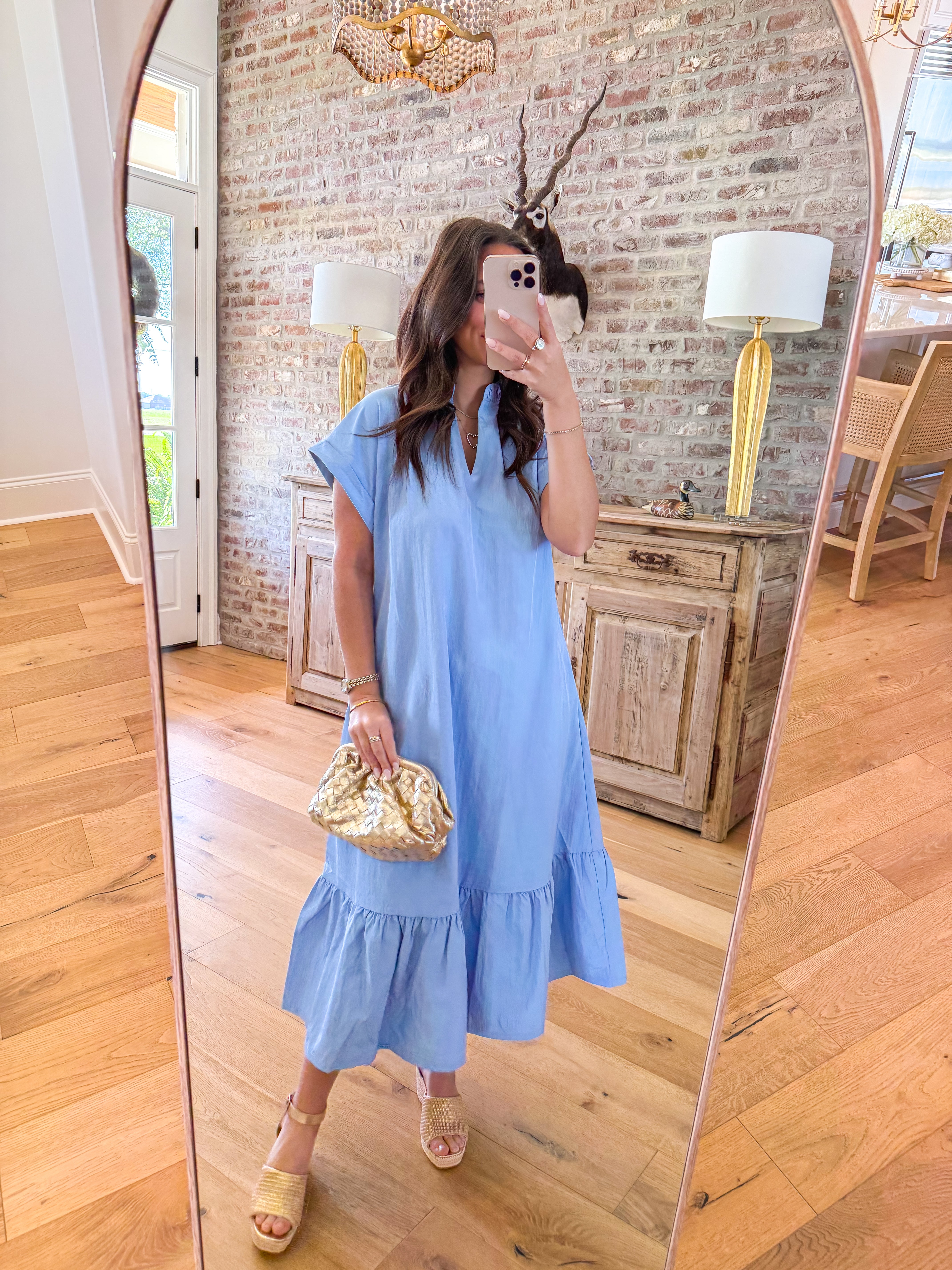 Blue Magnolia Ruffle Maxi Dress