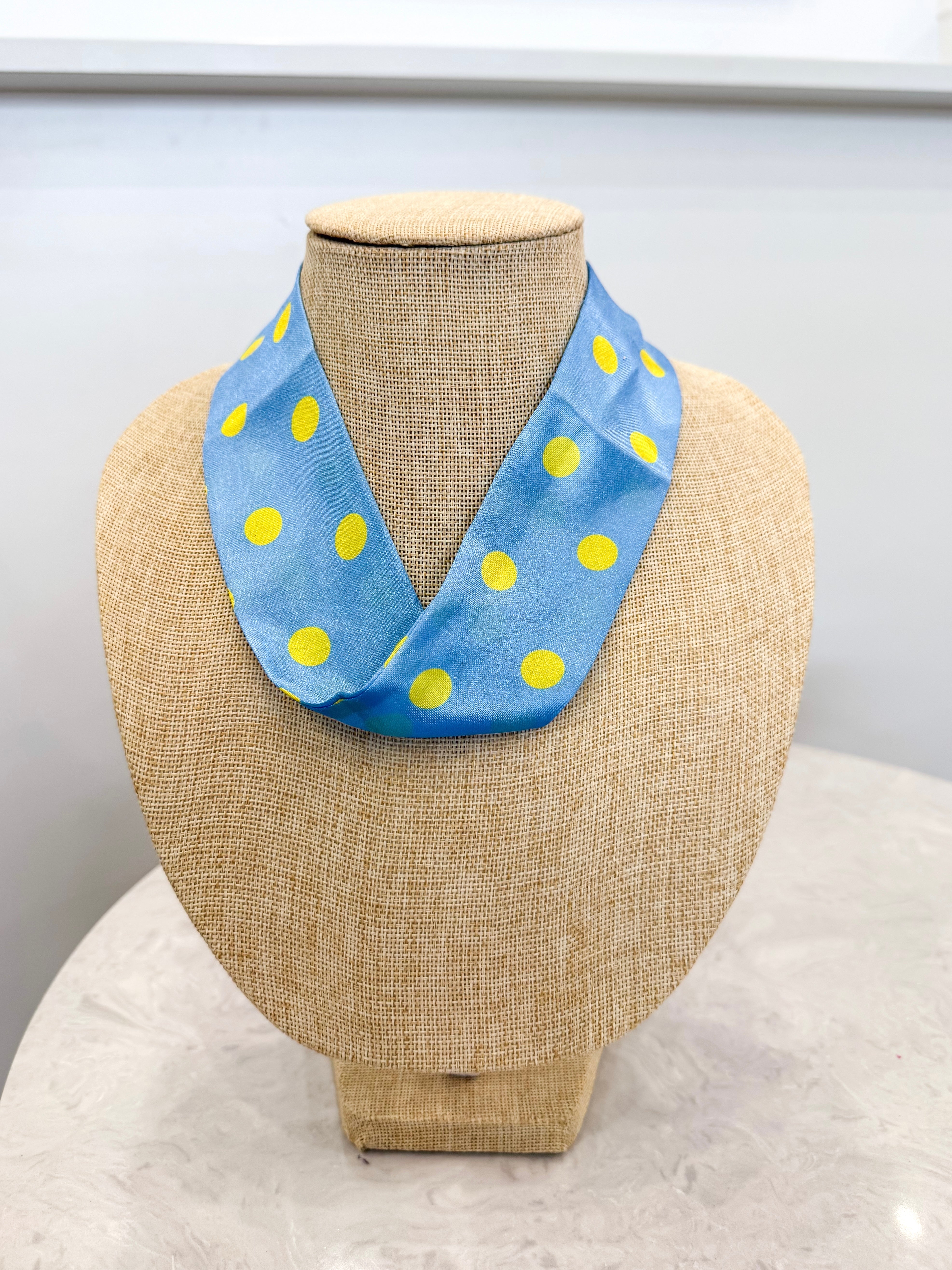 Blue/Yellow Polka Dot Twilly Scarf