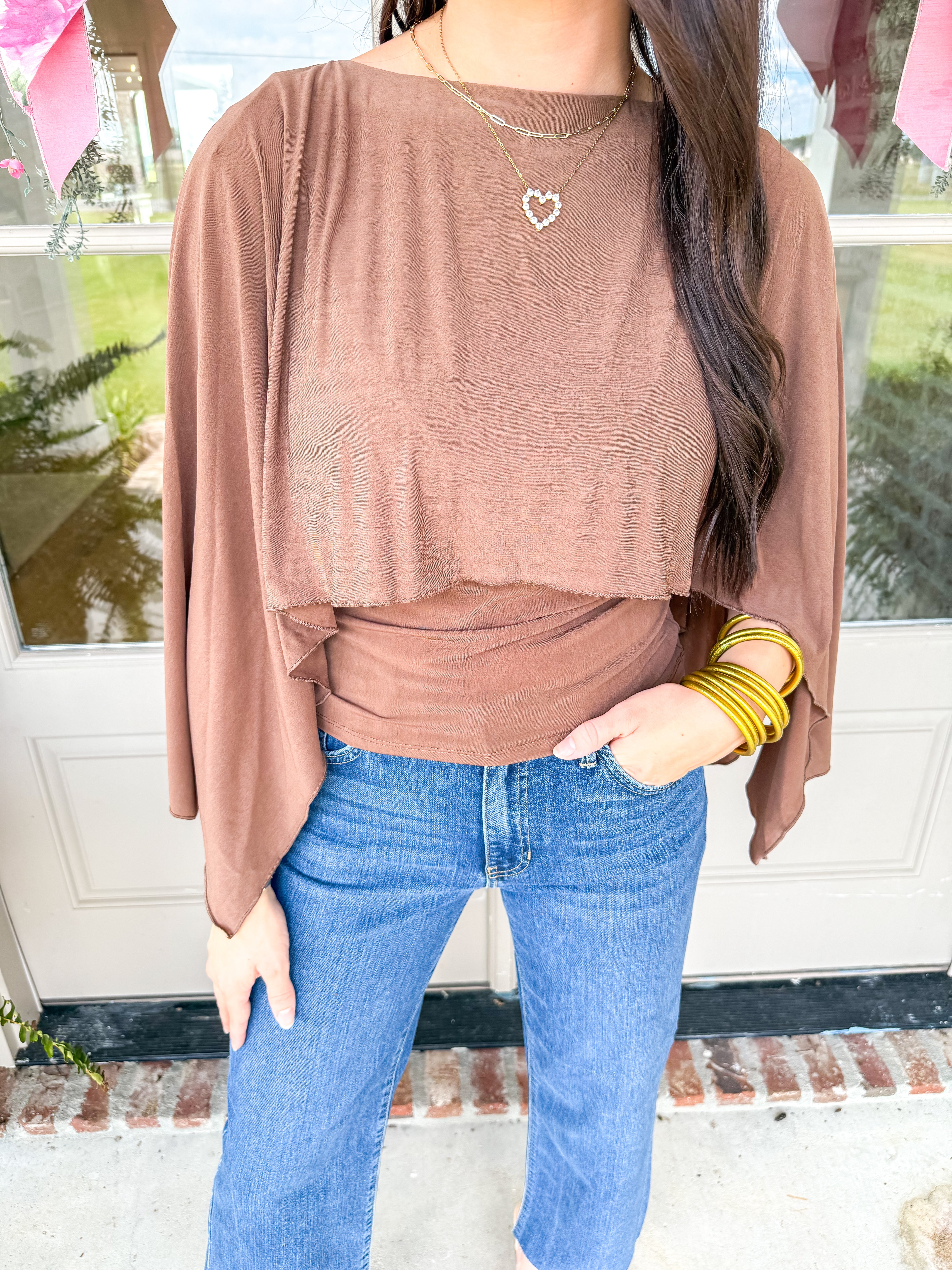 The Mocha Cape Top