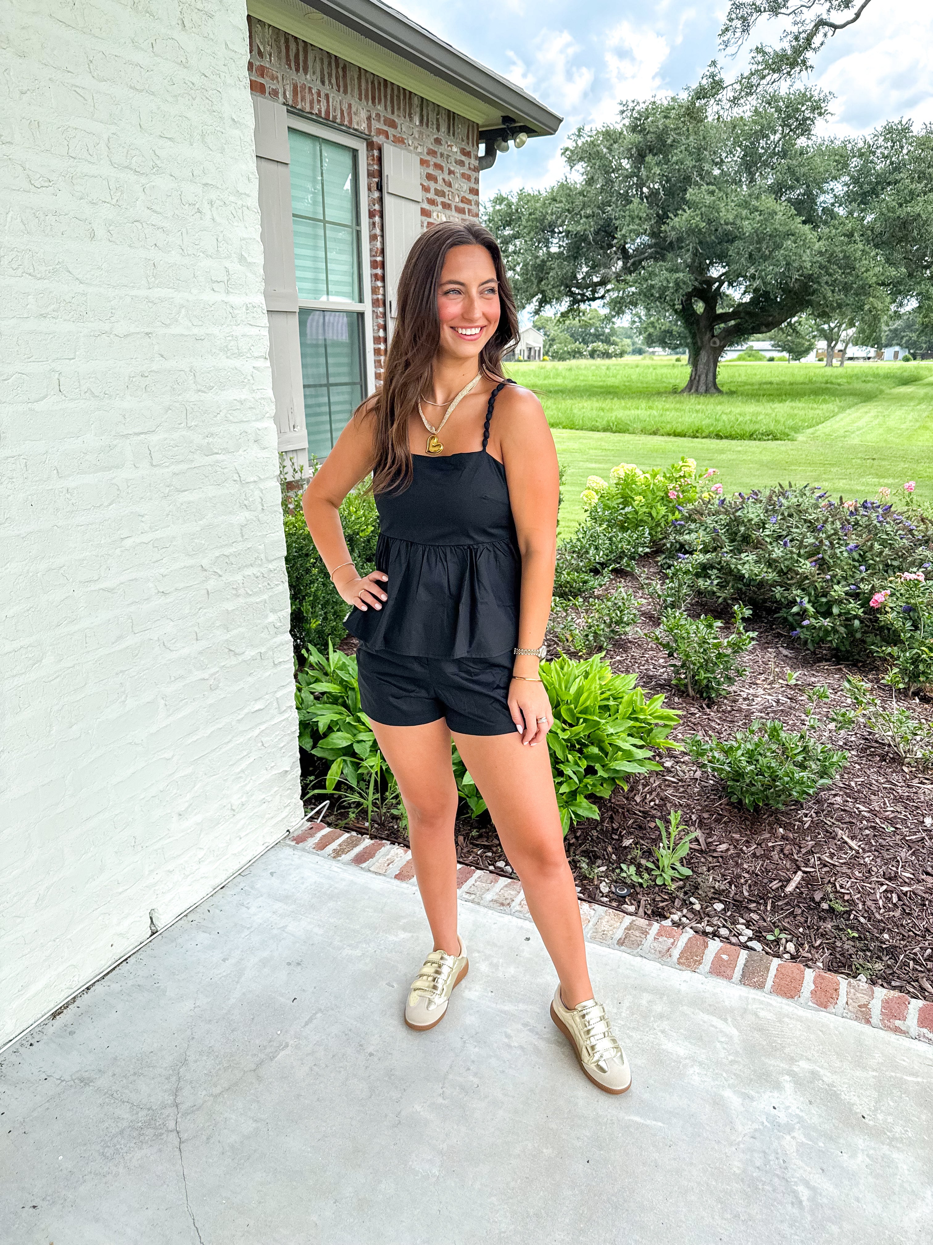 The Margot Peplum Short Set Black