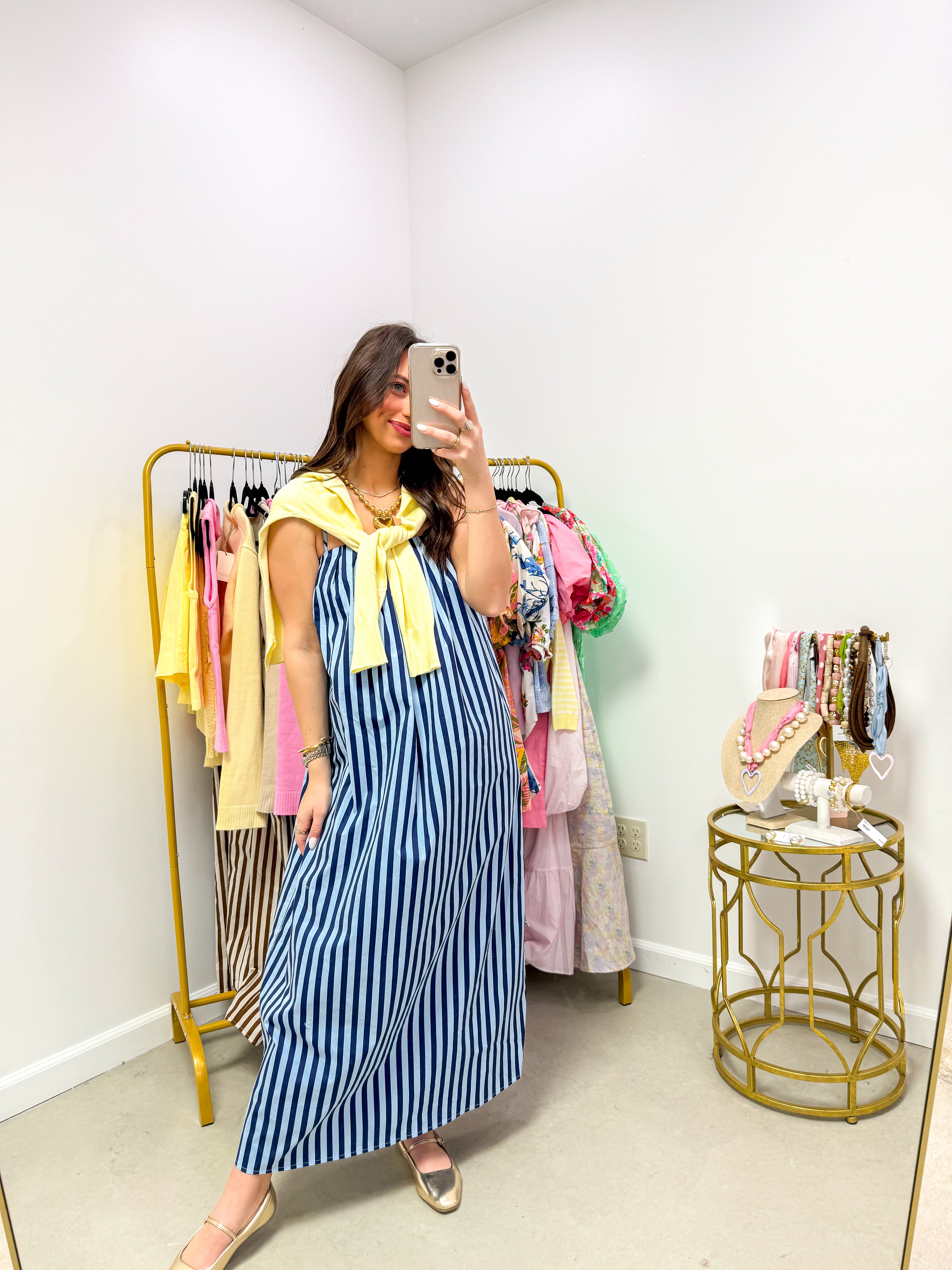 The Sweet Stripe Navy Midi