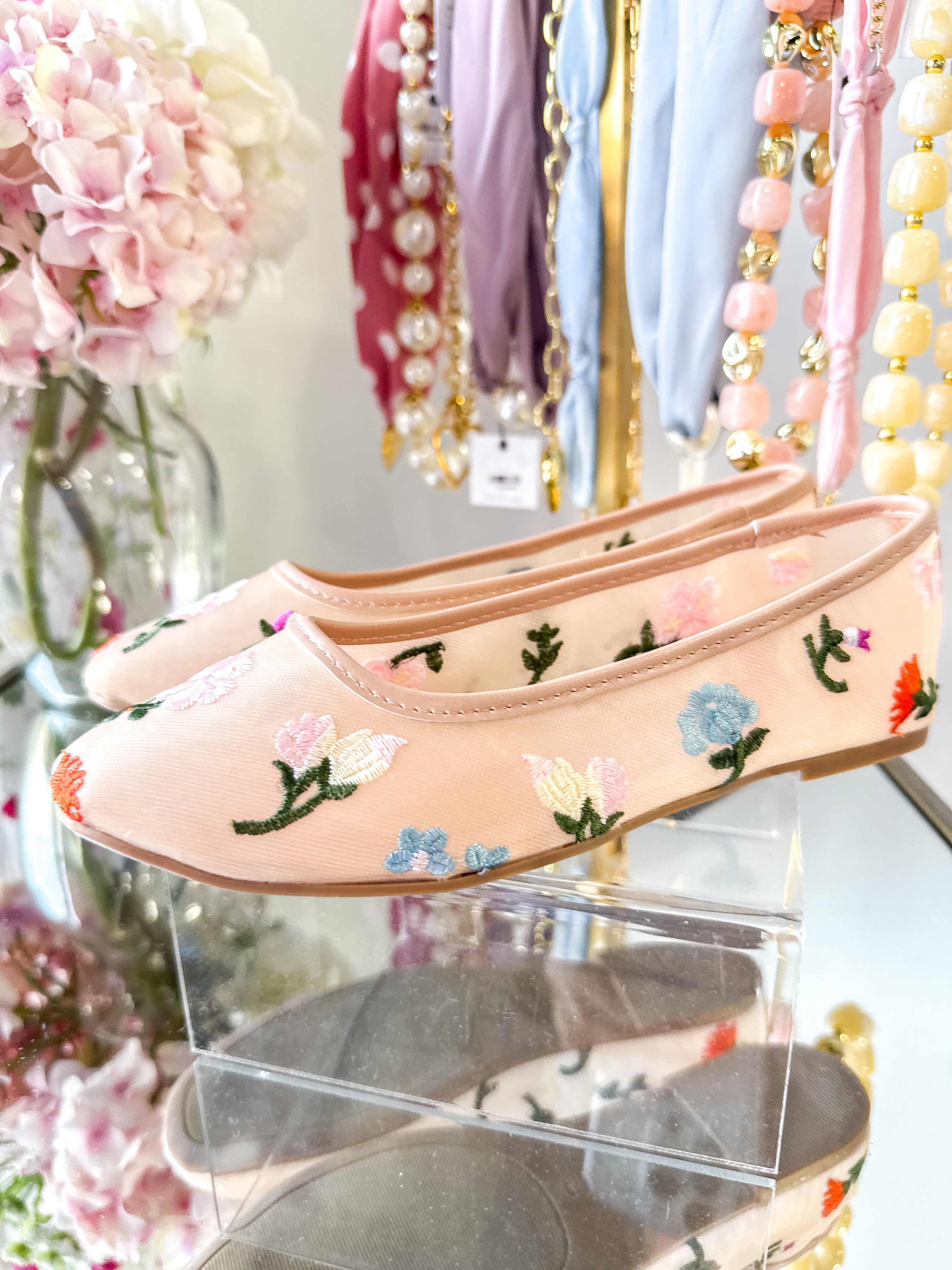 Spring Floral Mesh Ballet Flat