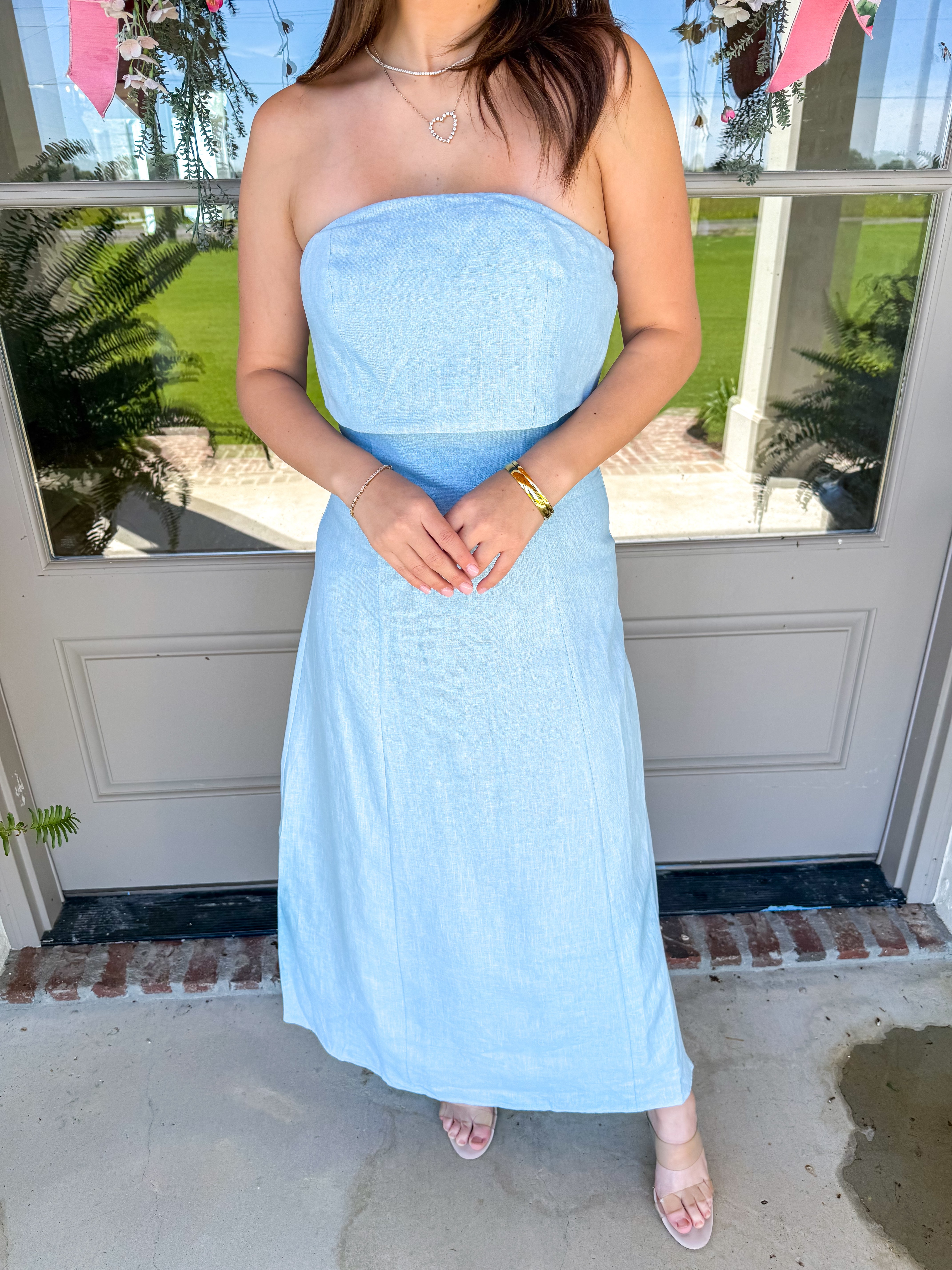 Ocean Blue Linen Maxi