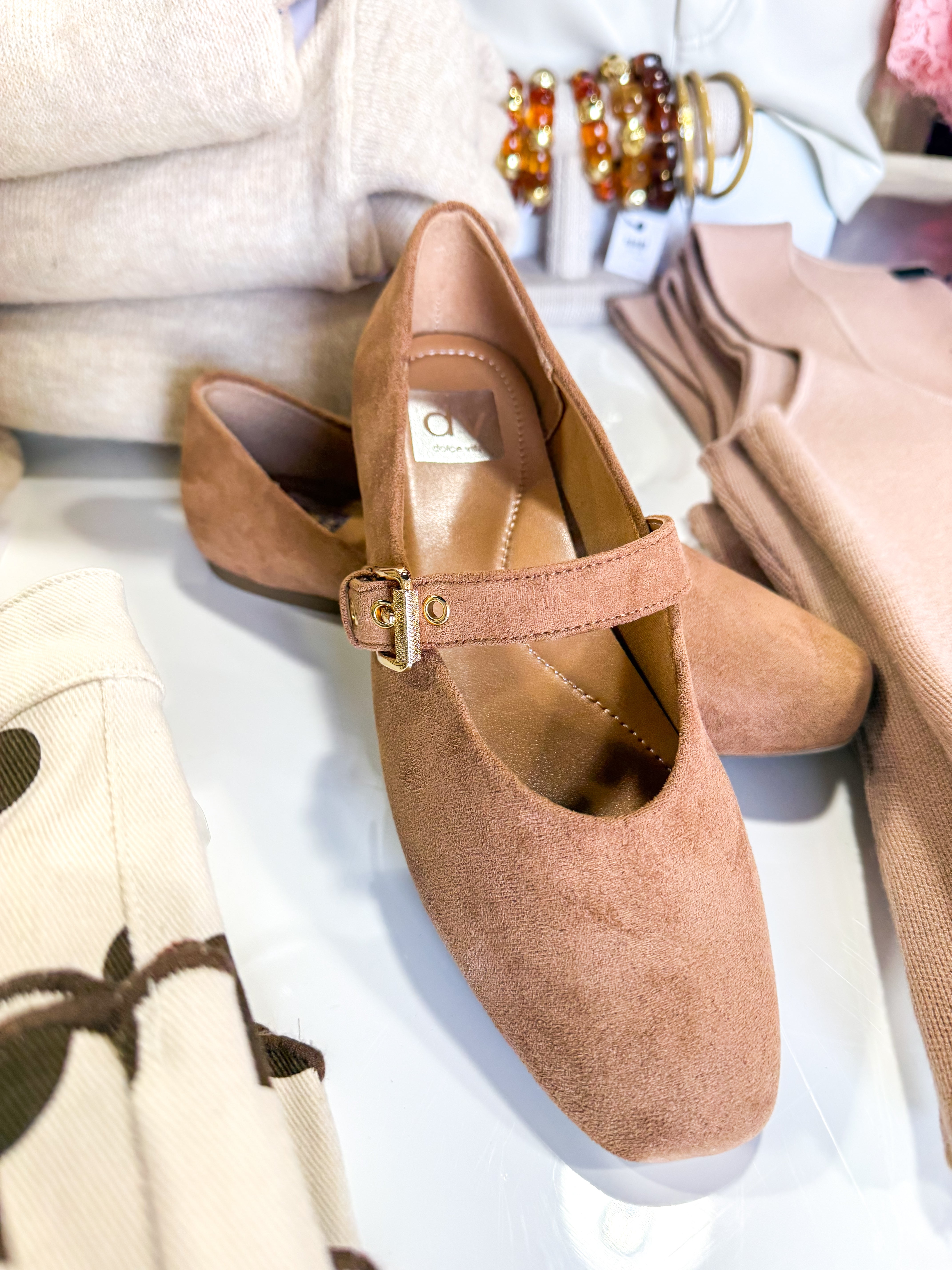Mulaney Tan Faux Suede Ballet Flats