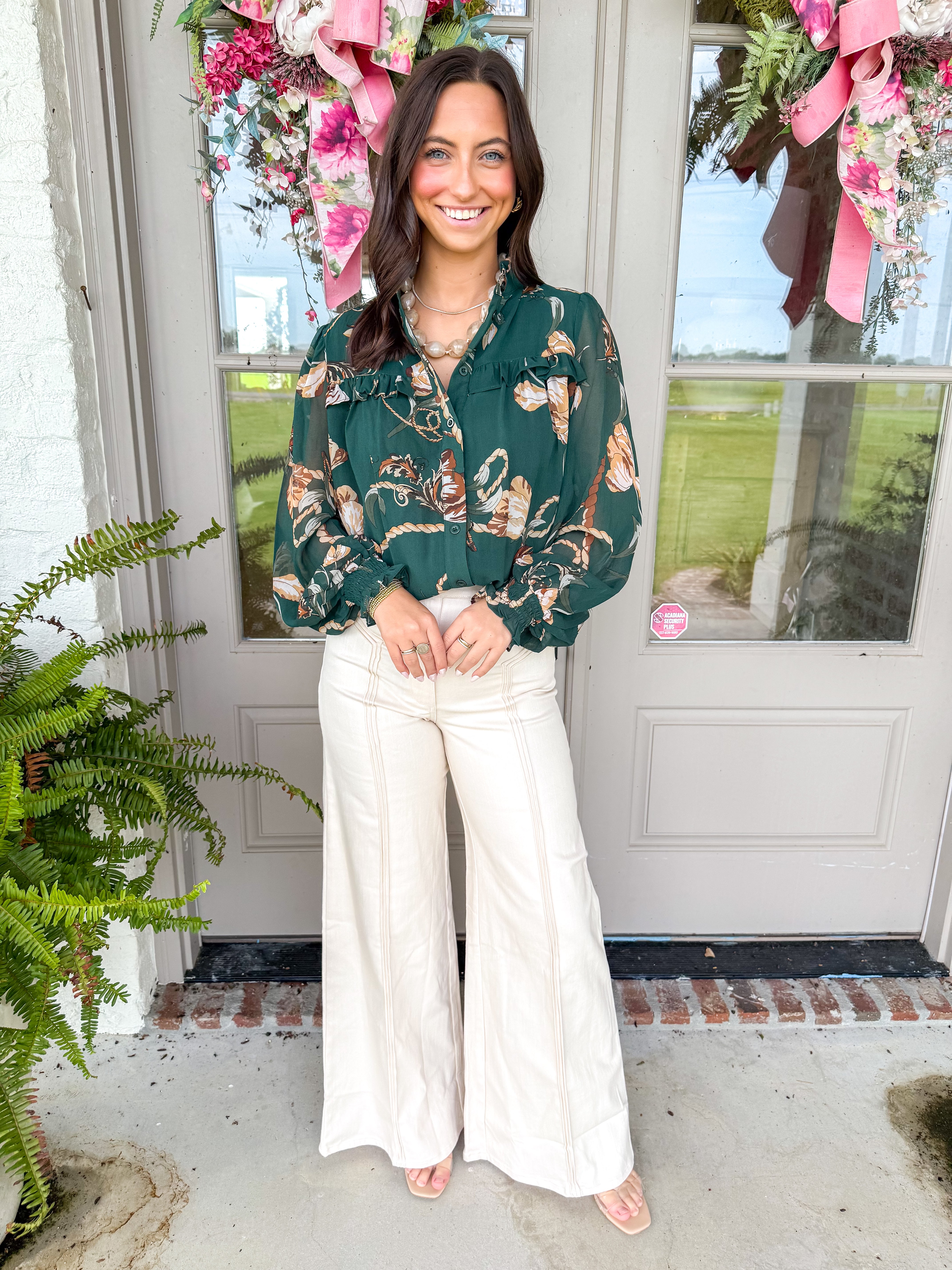 Emerald Garden Ruffle Blouse