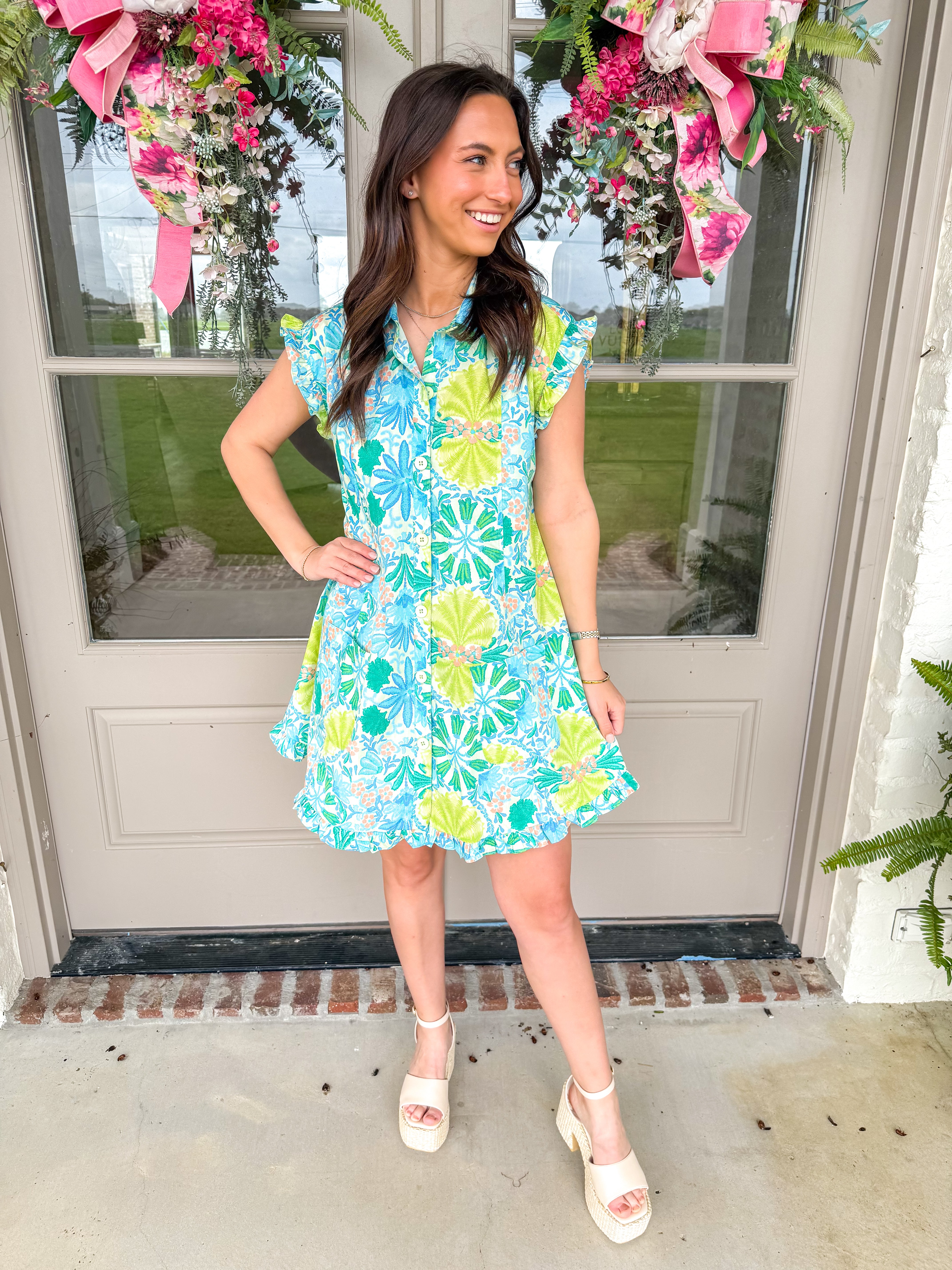 Sadie Floral Ruffled Shirt Mini