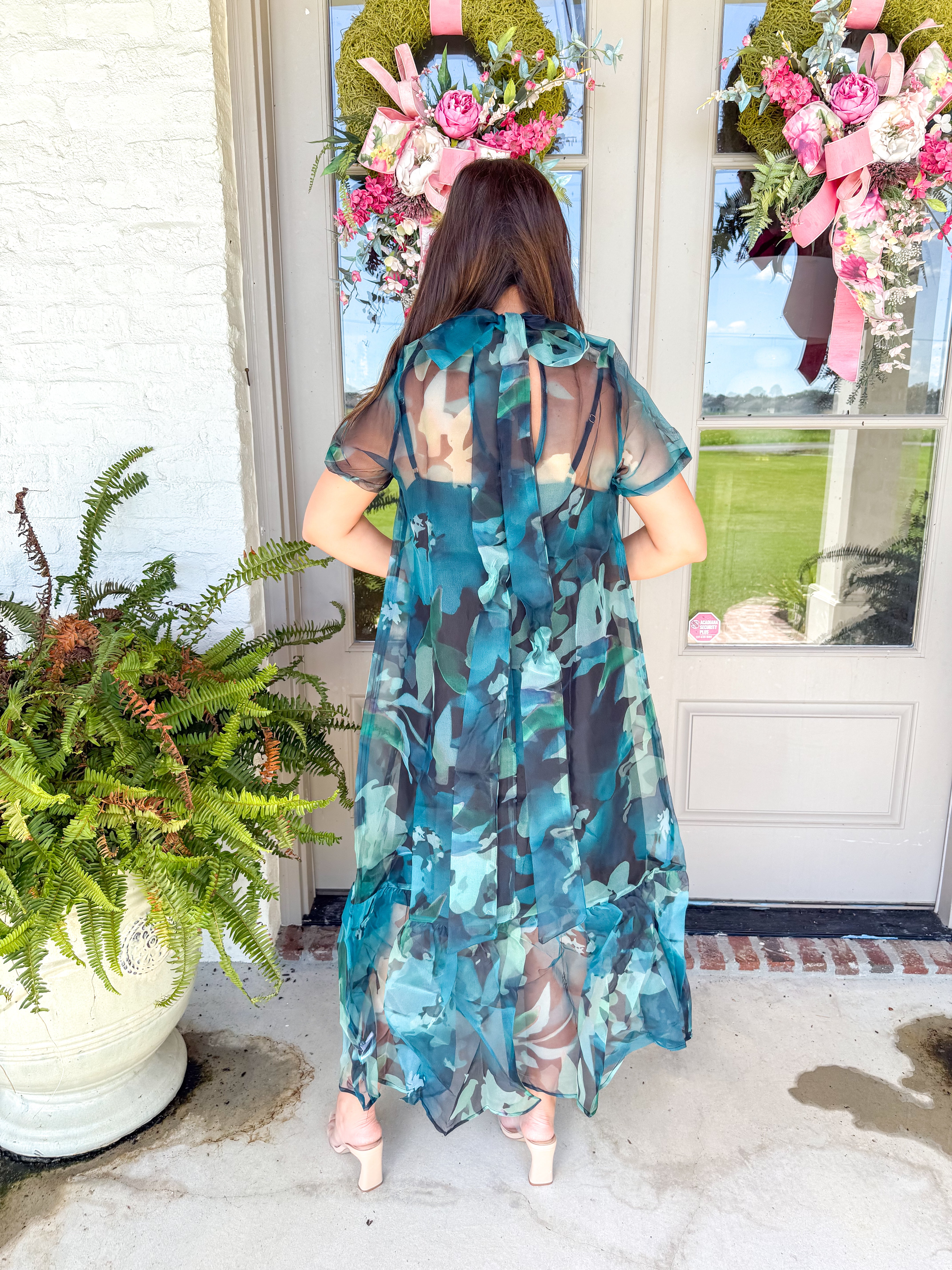 Watercolor Dreams Sheer Floral Maxi Dress