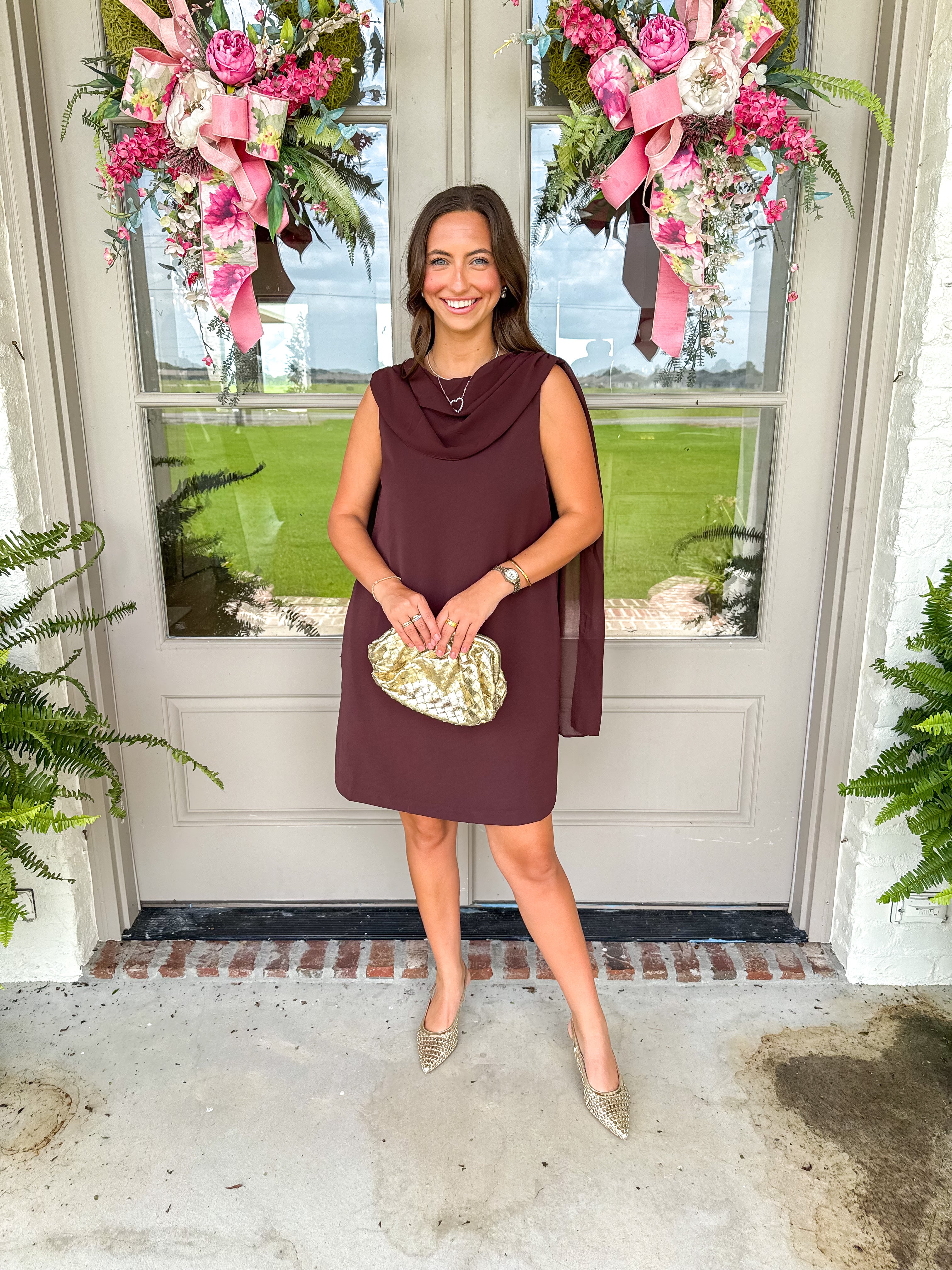 Cocoa Drape Mini Dress