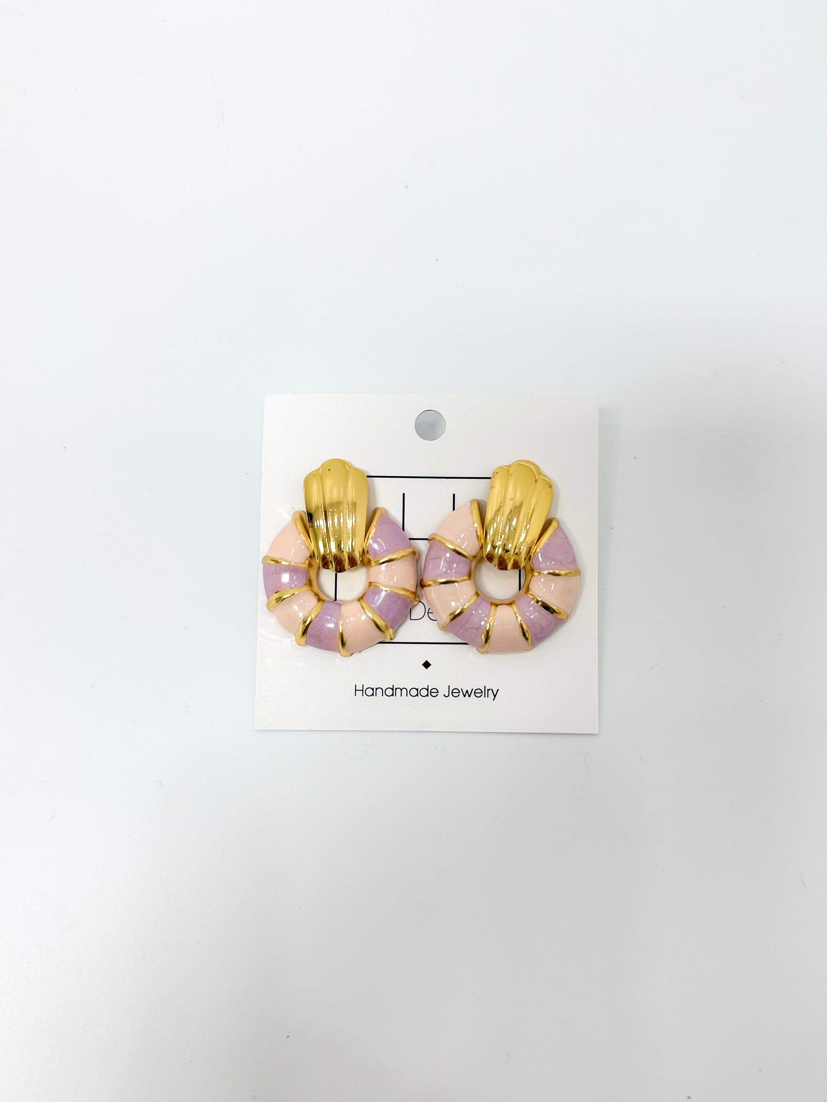 Pink/Purple Gold Earrings