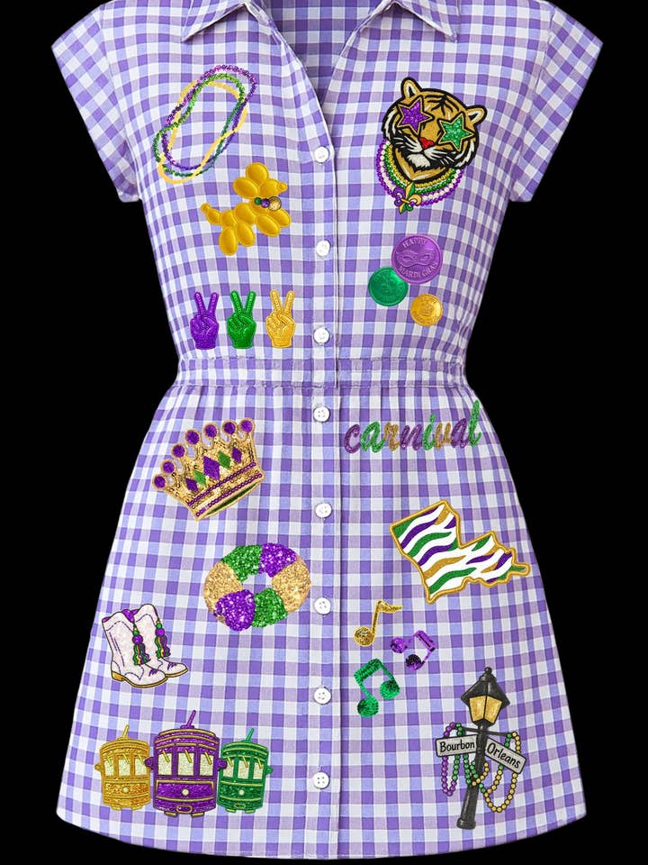 MG Gingham Sequin Patch Dress