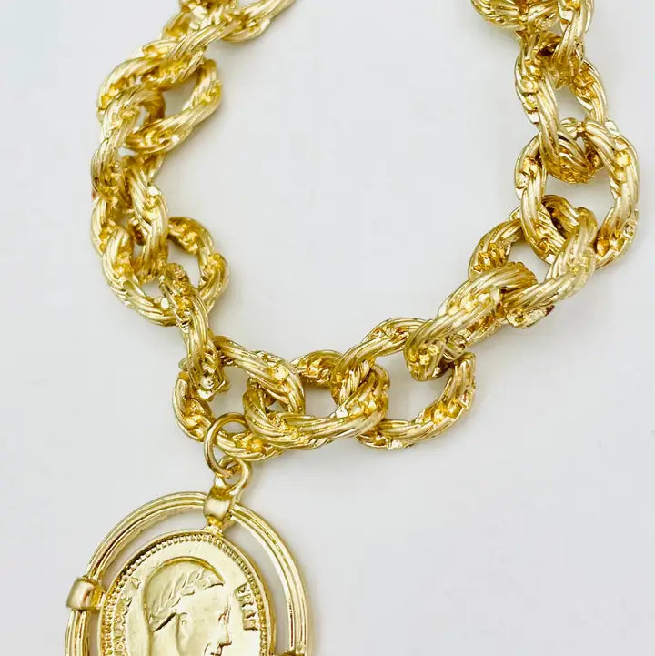 Vintage - Twisted Link Coin Bracelet