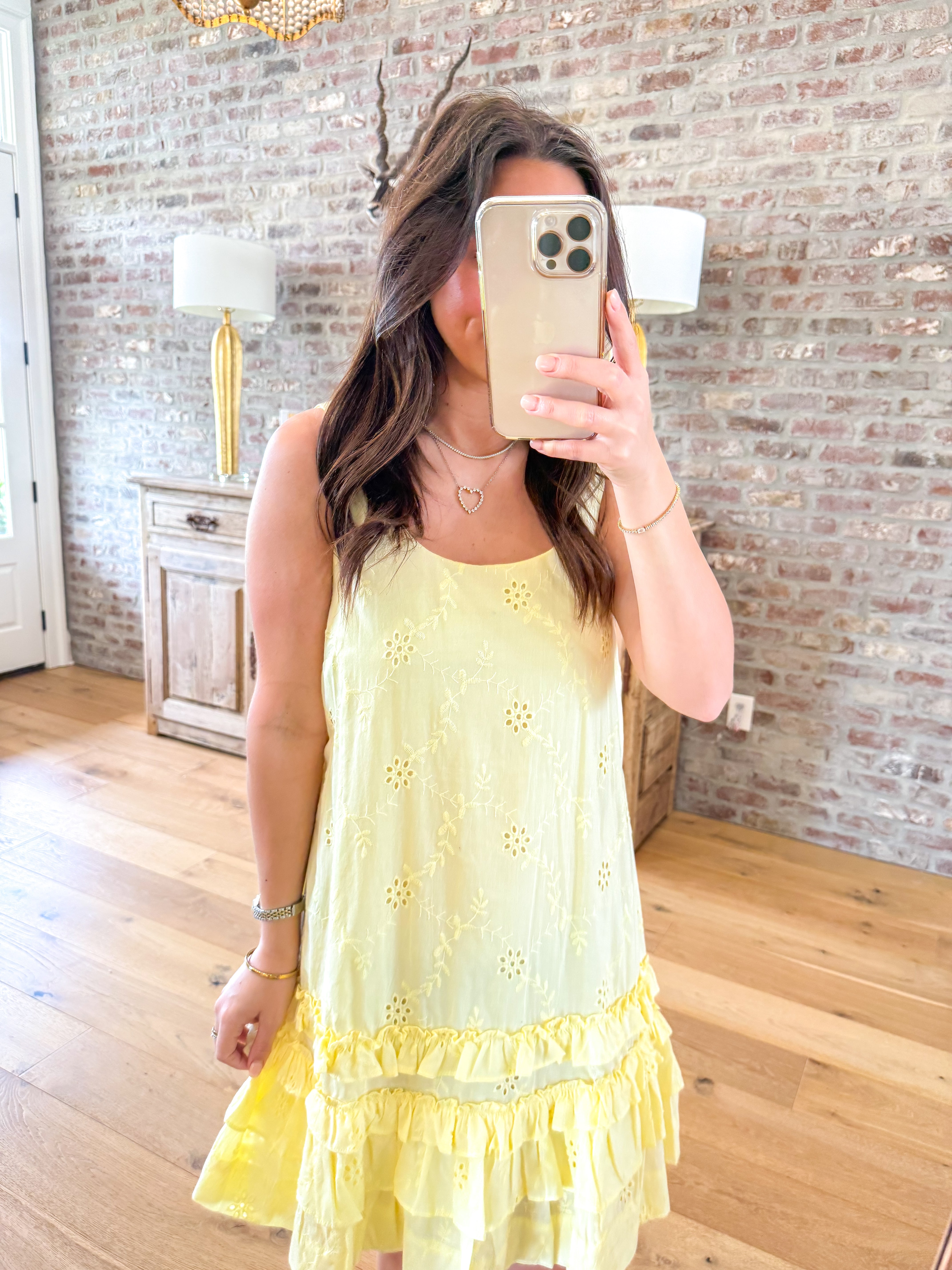 Hana Sleeveless Yellow Tiered Mini