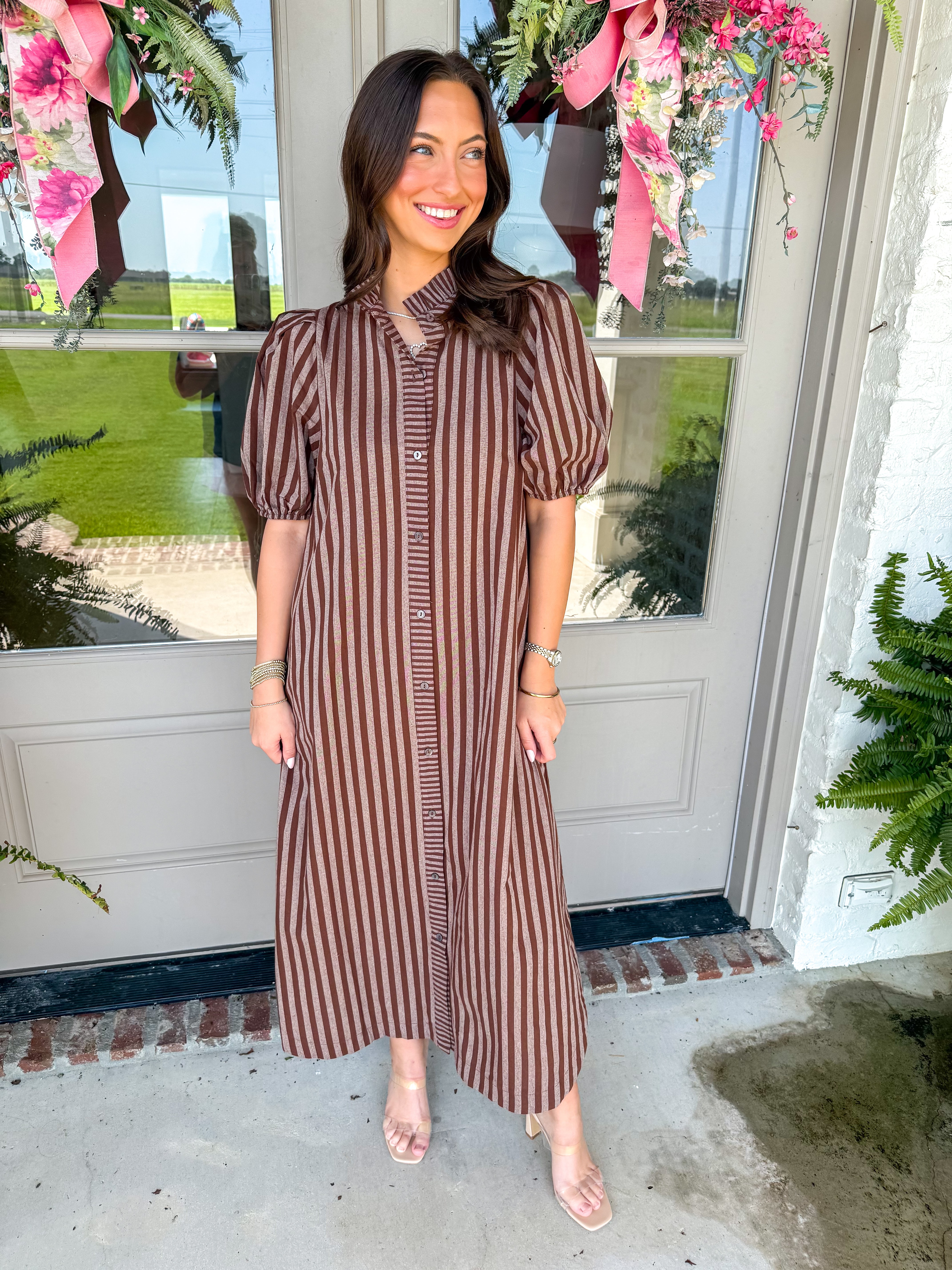 The Briar Striped Midi Brown