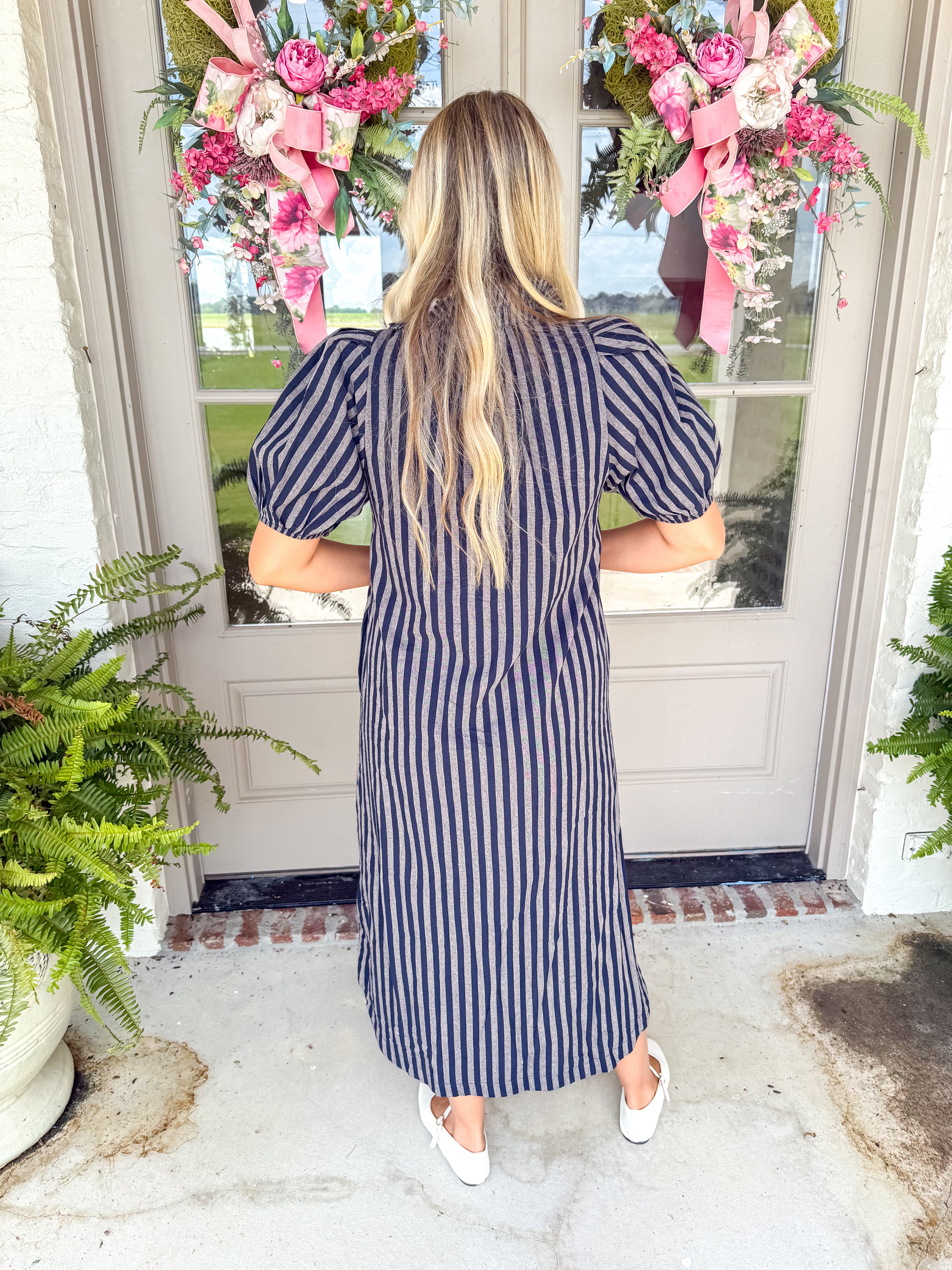 The Briar Striped Midi Navy