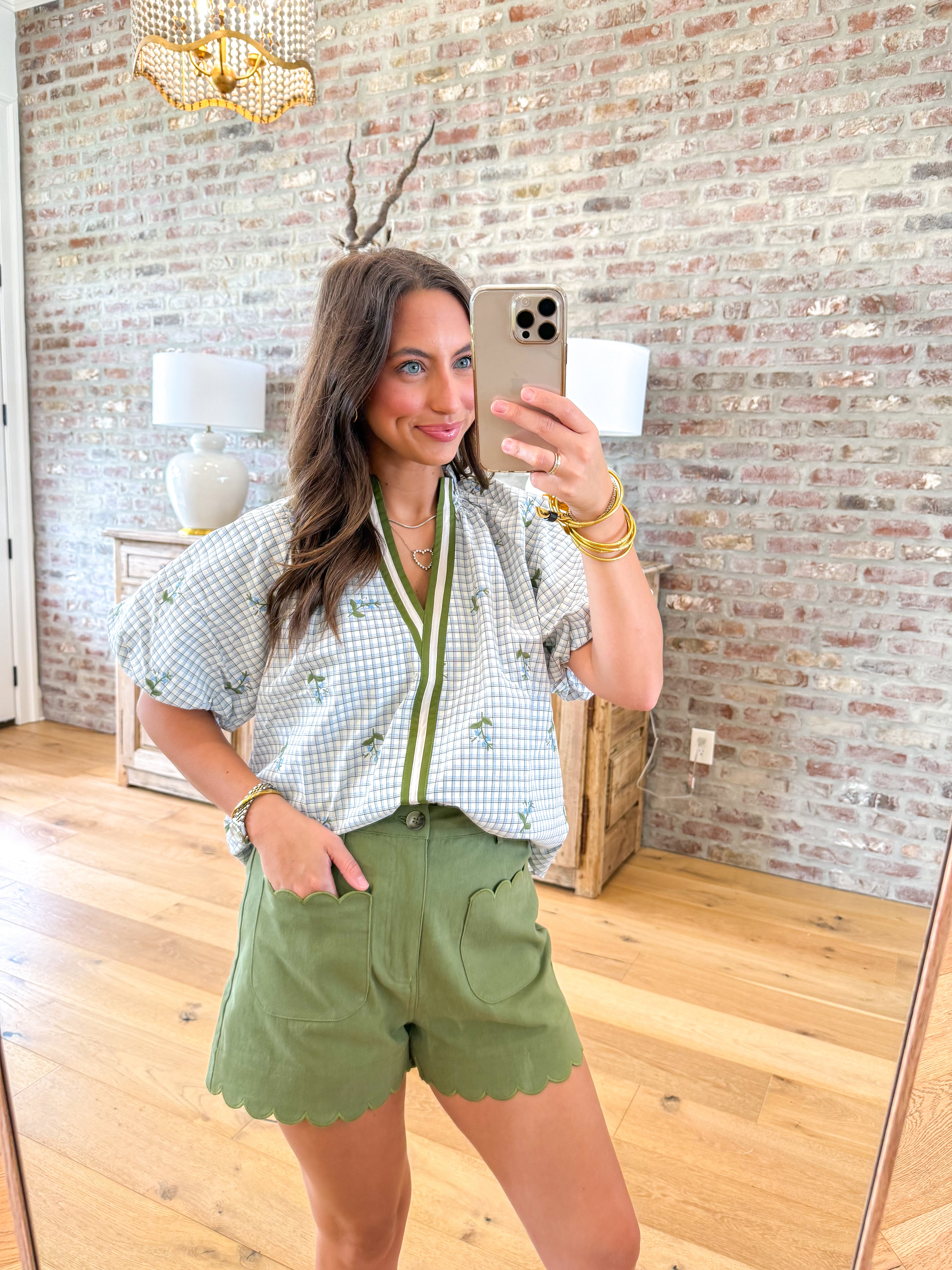 Garden Party Gingham Top Blue