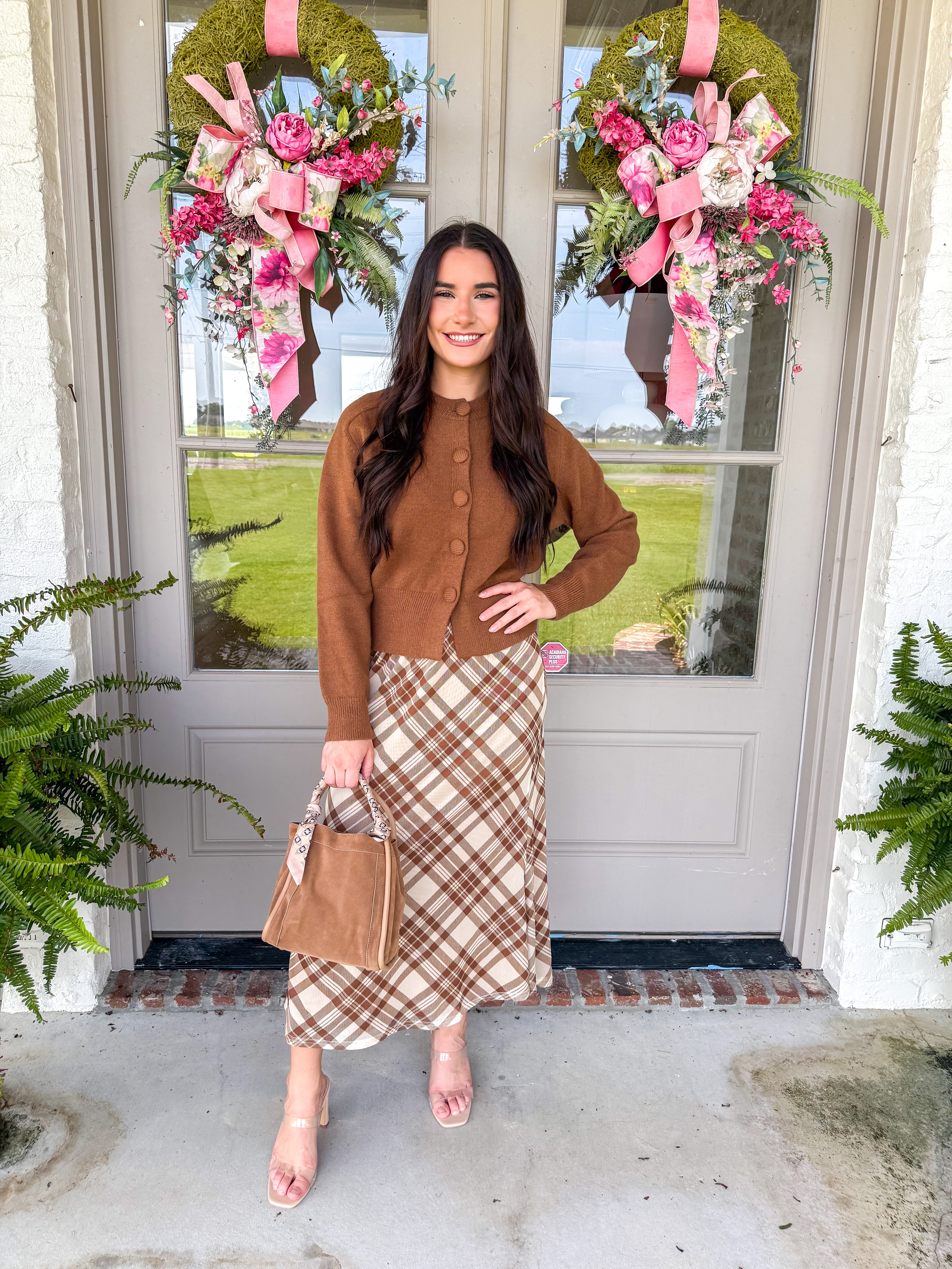 Camel Charm Cropped Cardigan