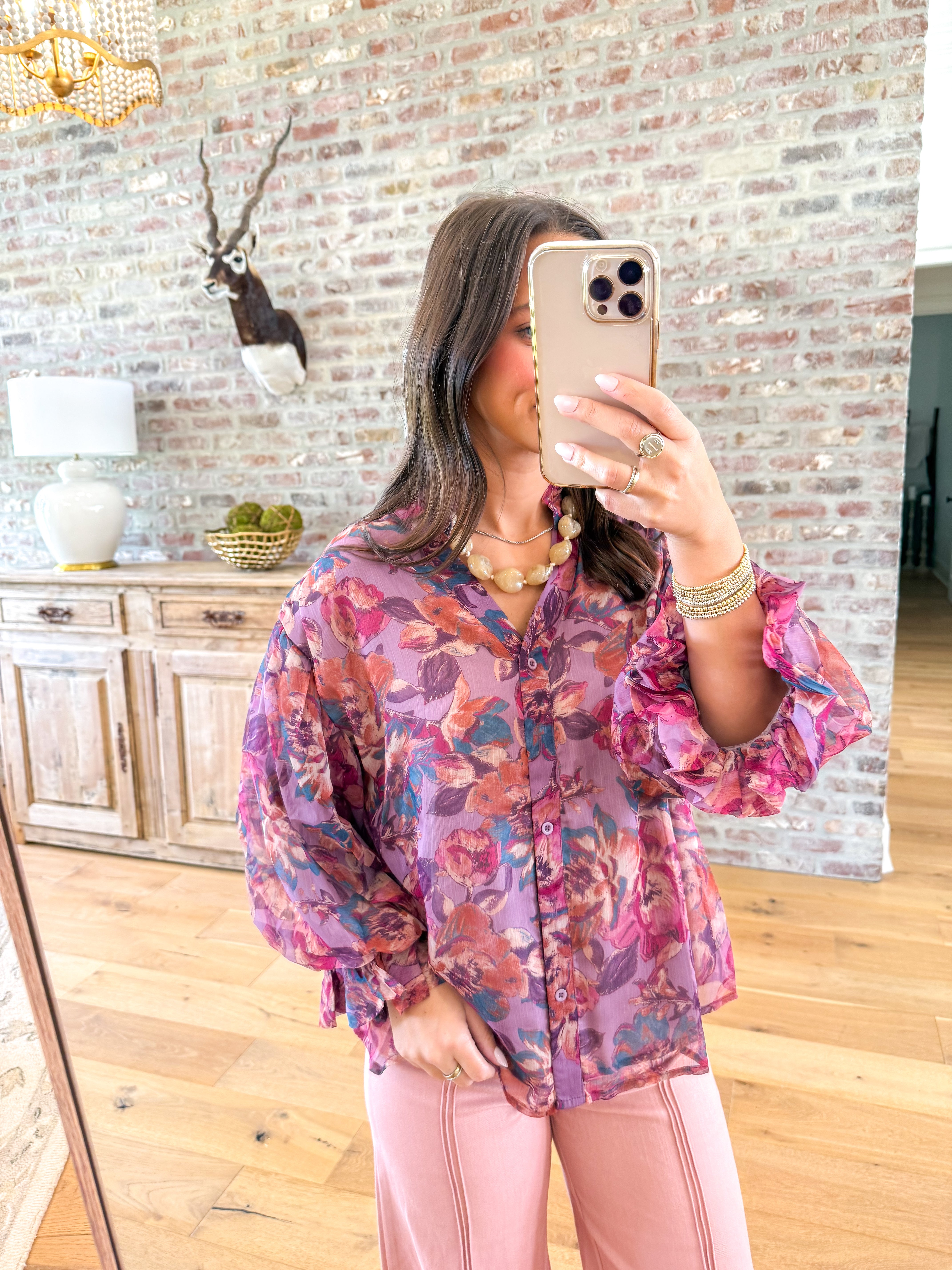 The Mauve Blooms Ruffle Top