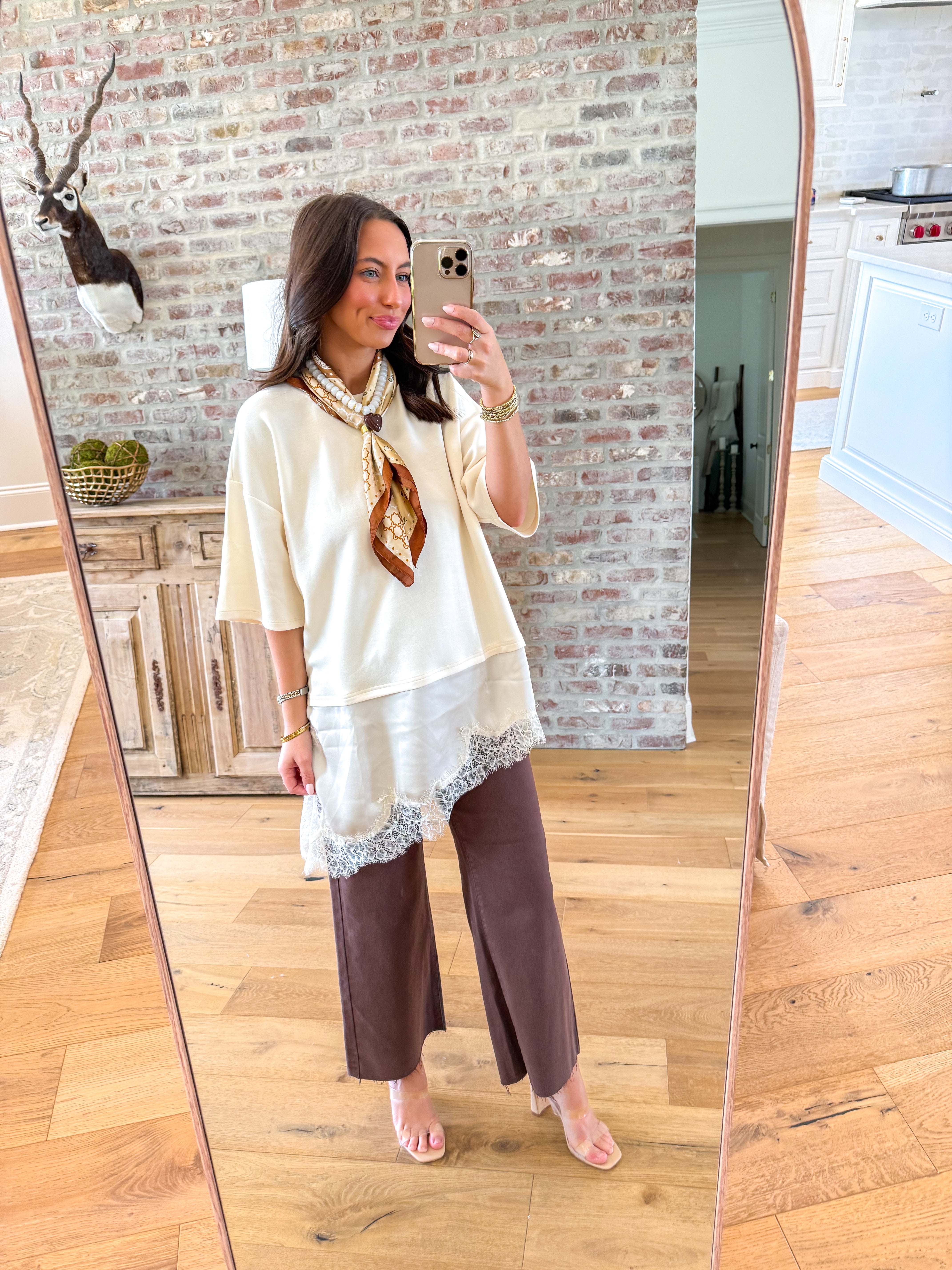 The Charlotte Lace-Hem Tee Ecru