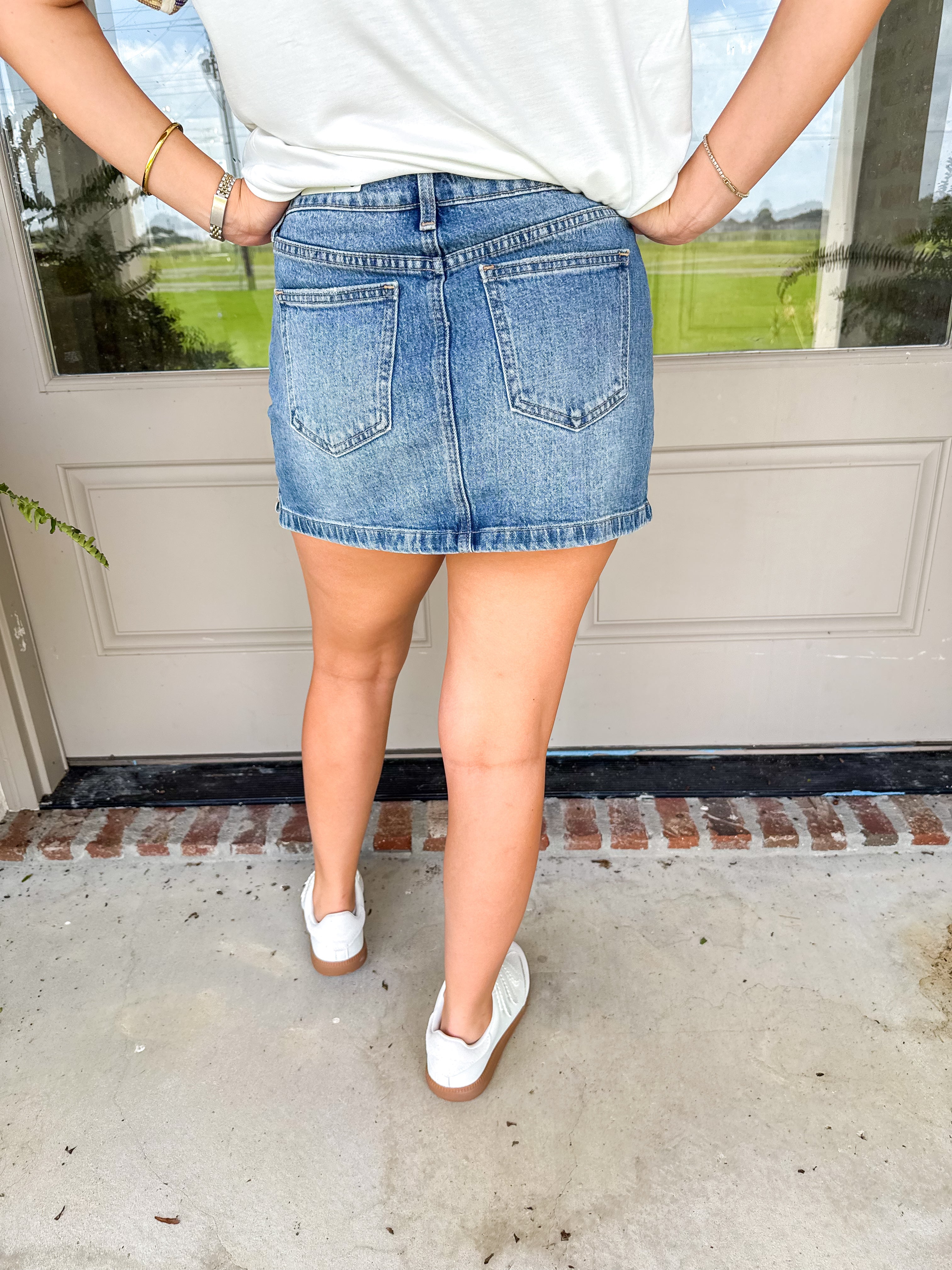 Sun-Washed Denim Mini Skirt