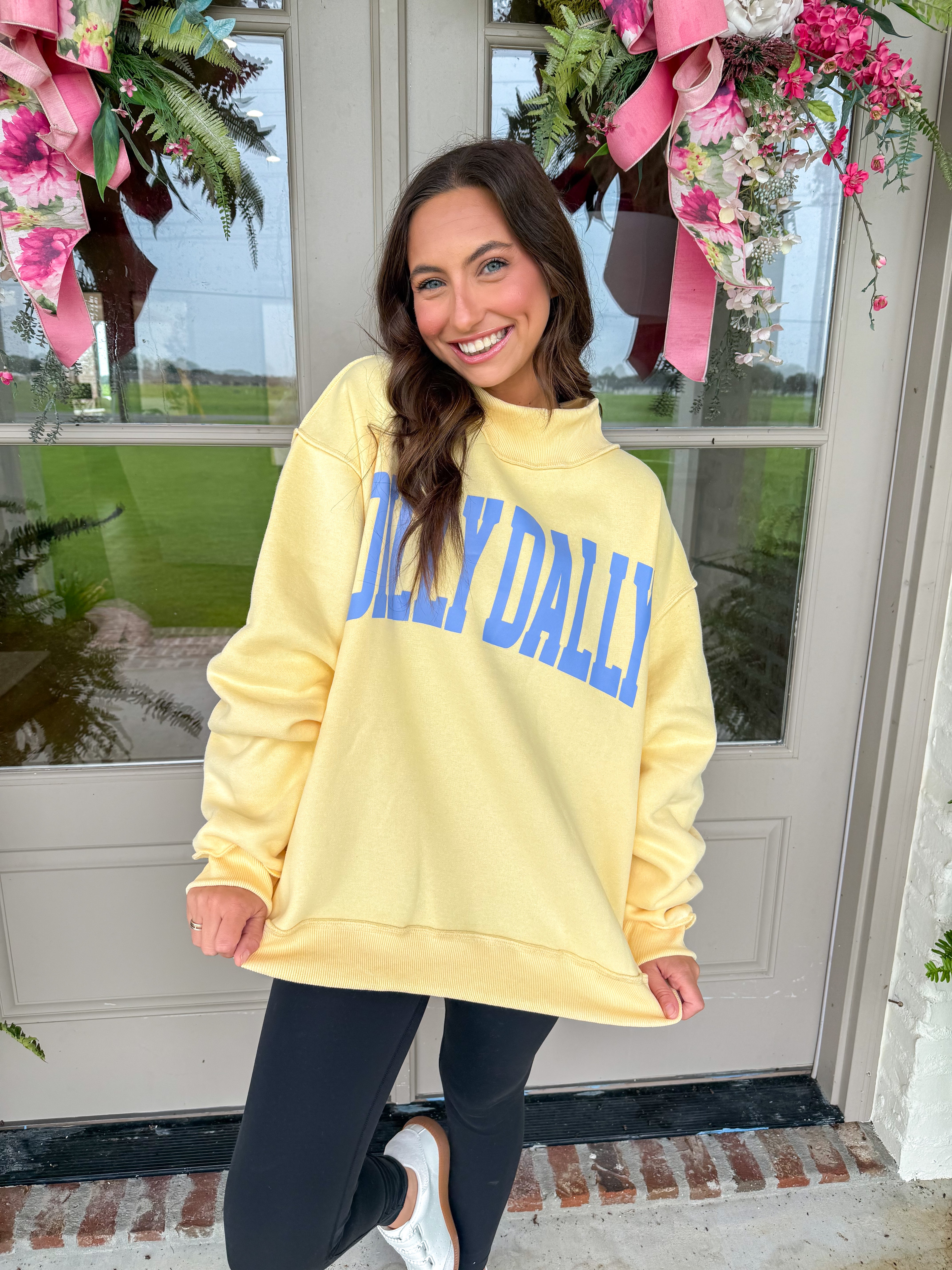Dilly Dally Yellow Reversible Mockneck Sweatshirt