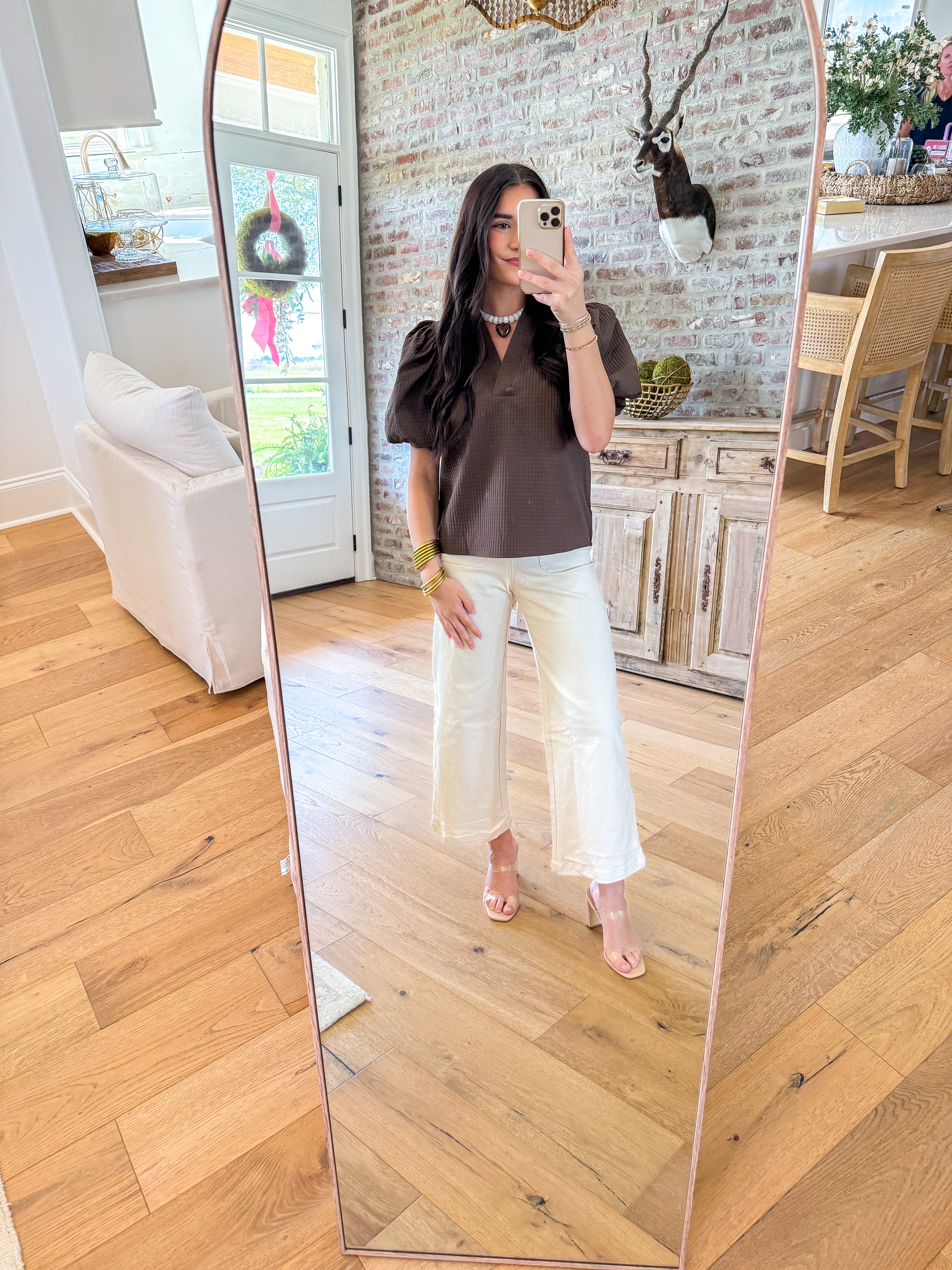 The Hadley Puff Sleeve Top Brown