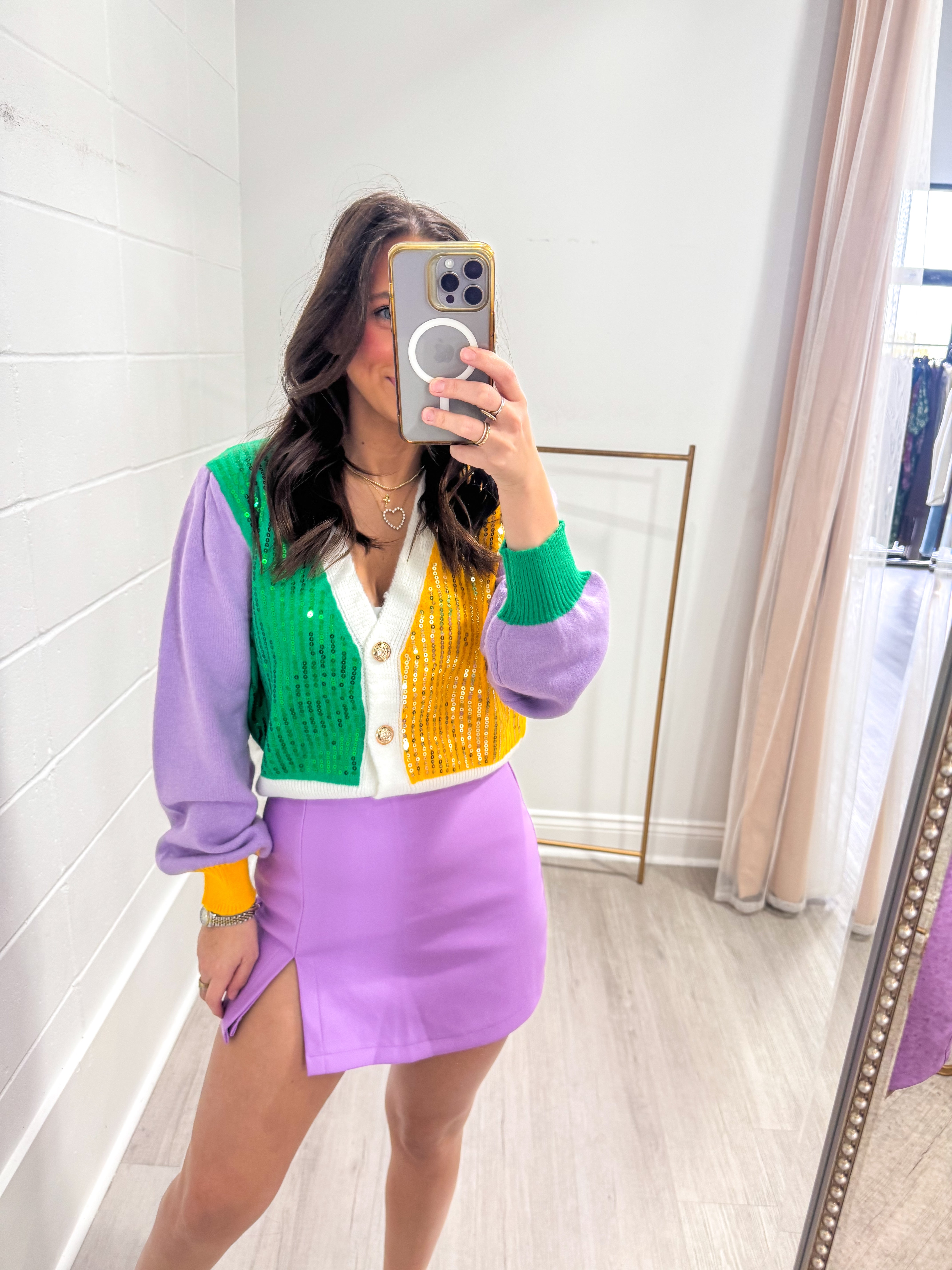 Lavender Vegan leather Side Slit Skort