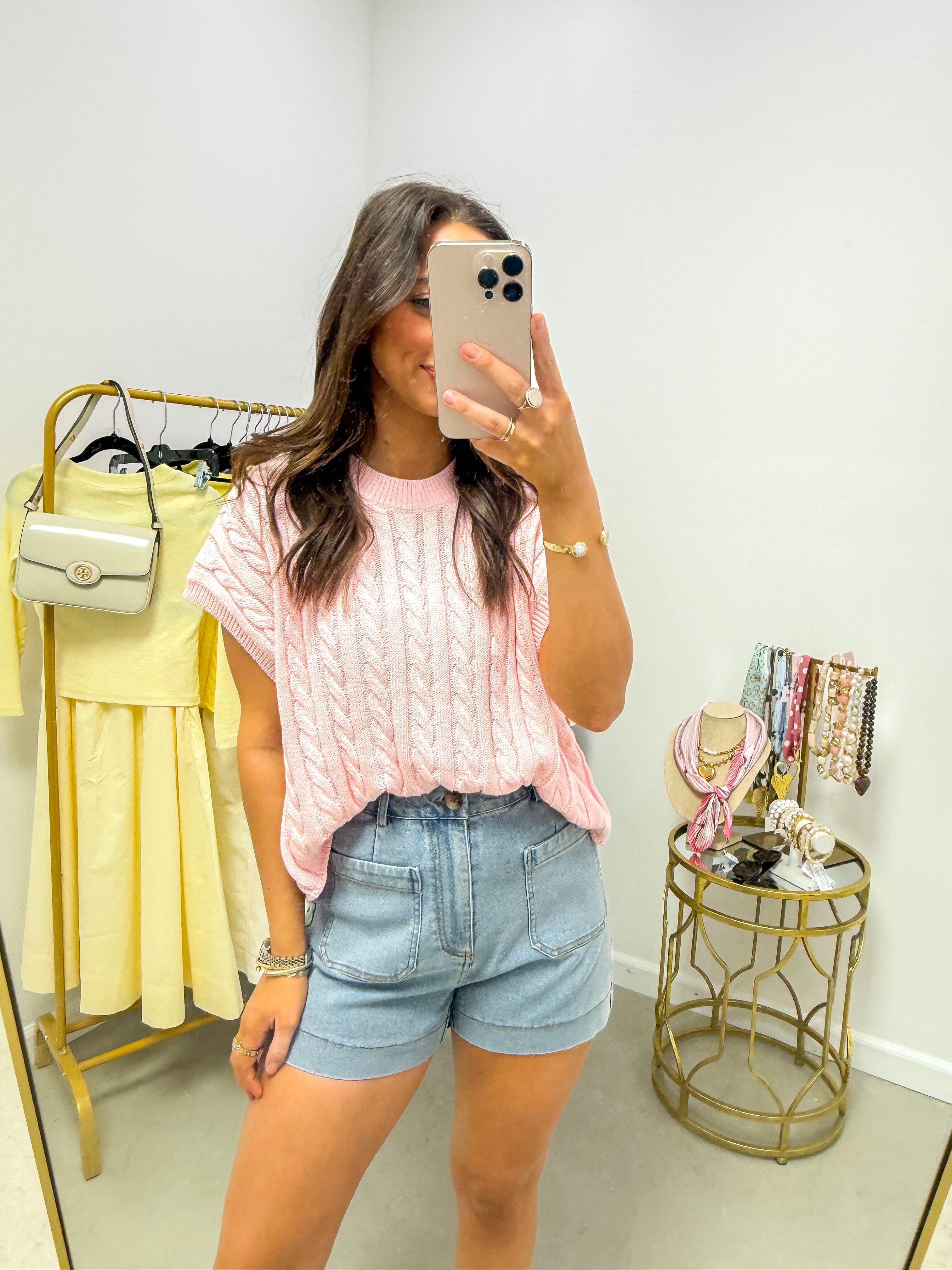Alina Blush Sweater Vest Top