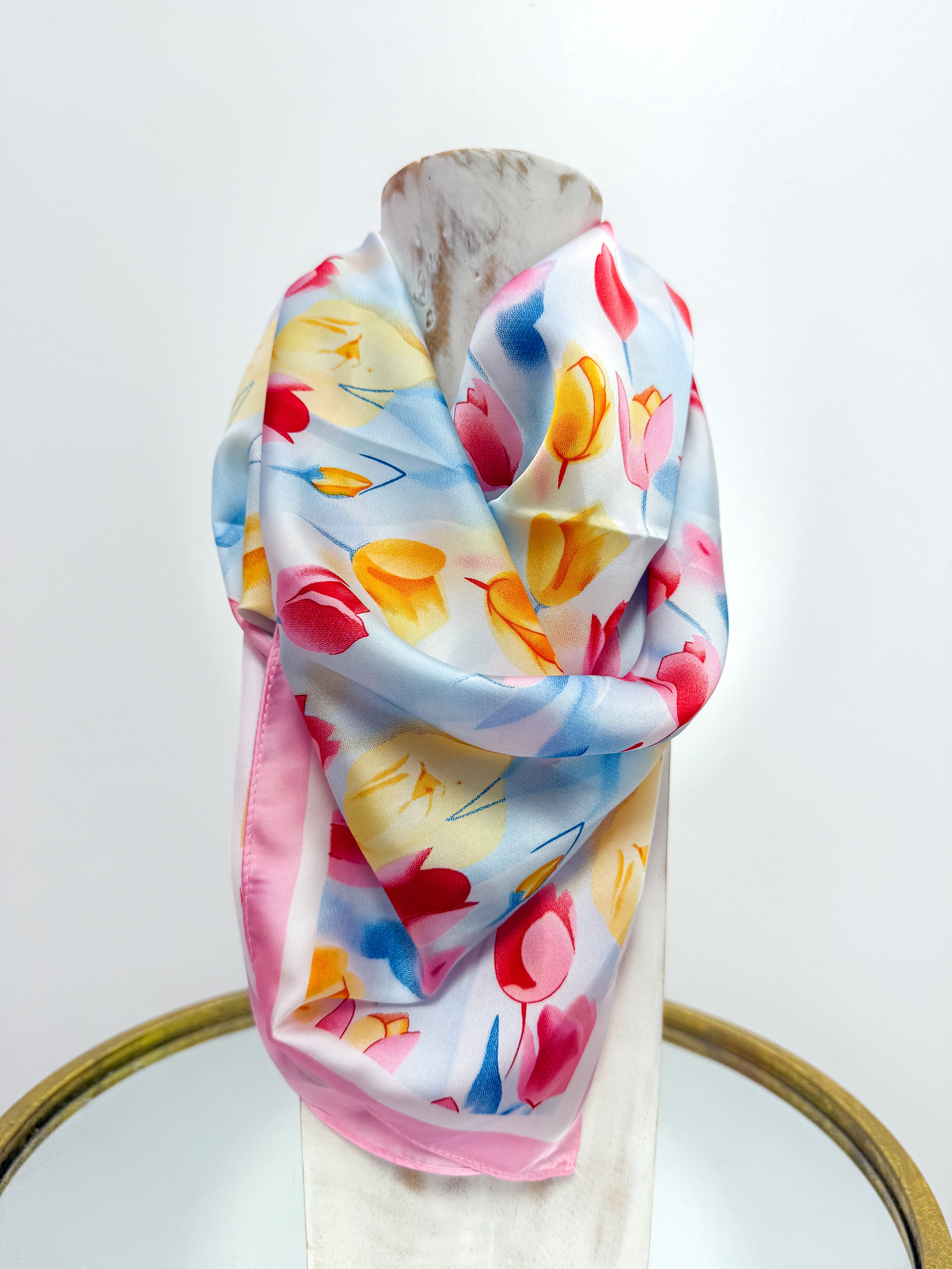 Light Pink & Orange Floral Scarf