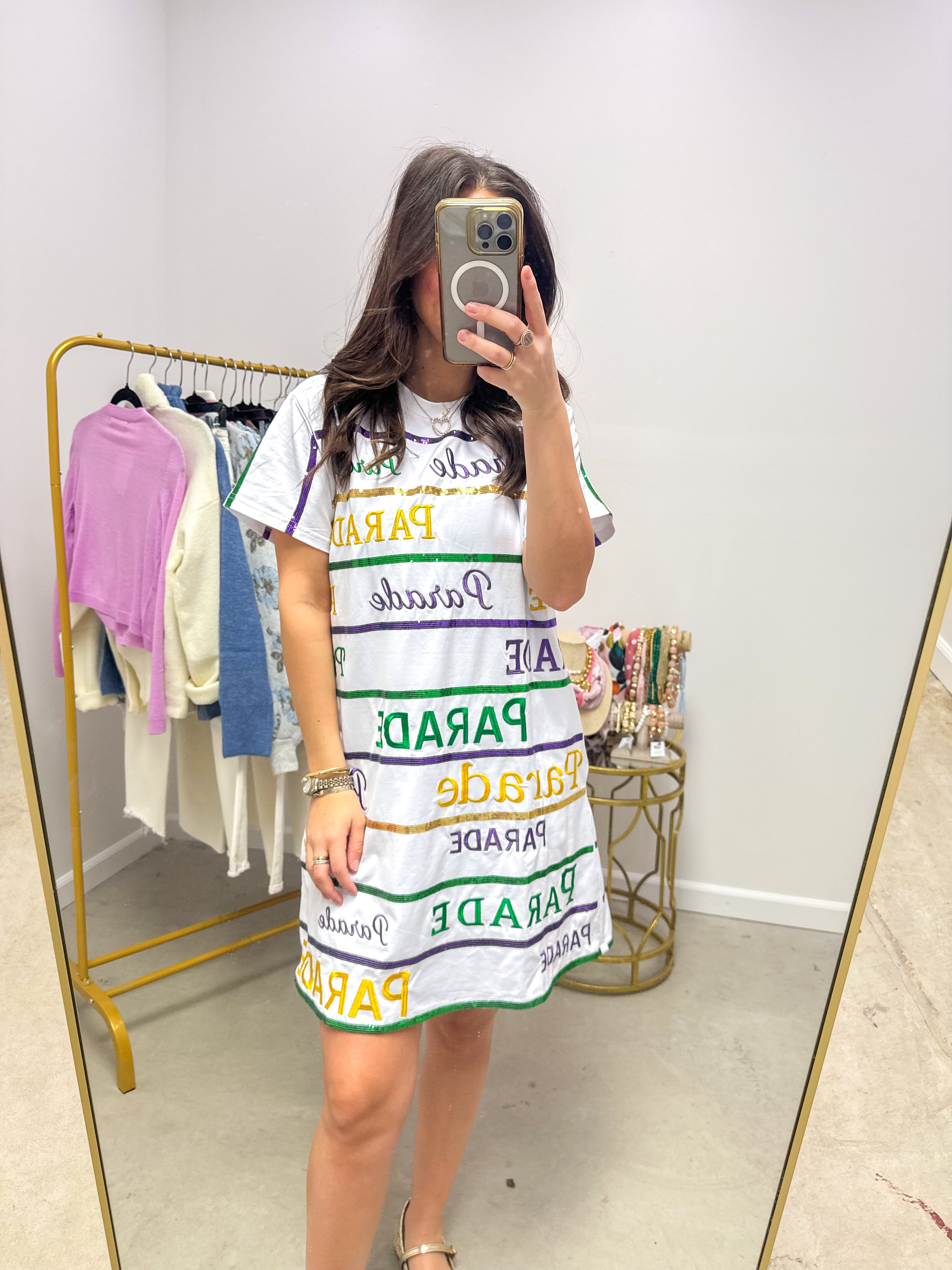 Mardi Gras parade Sequin T-Shirt Dress